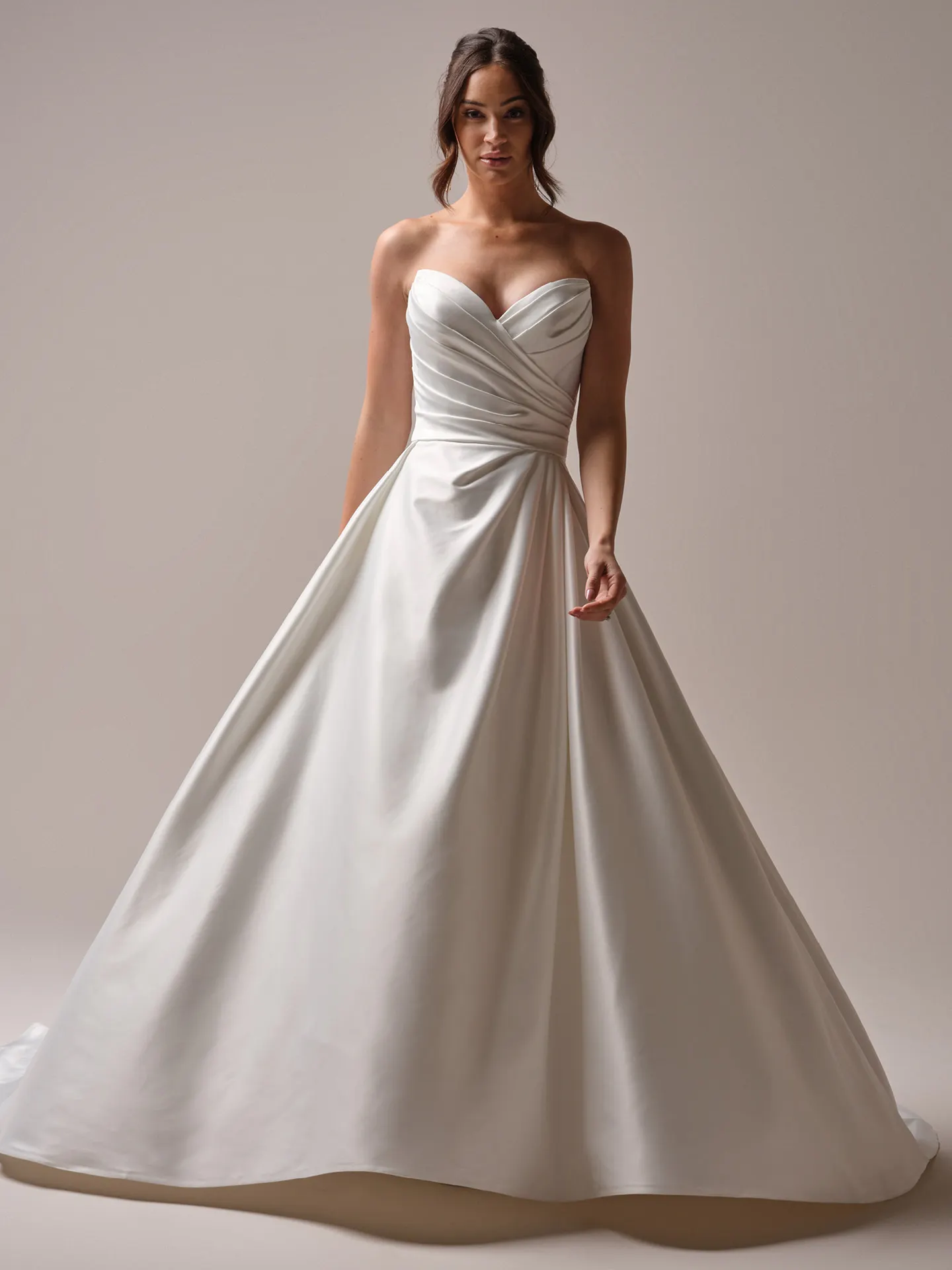 Rebecca Ingram Hannah satin ballgown front view
