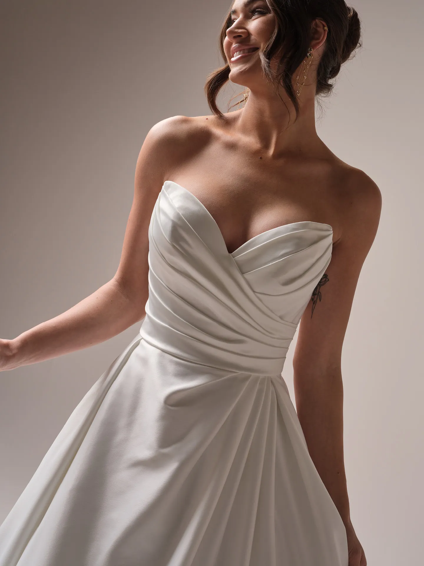 Rebecca Ingram Hannah satin ballgown dress front view