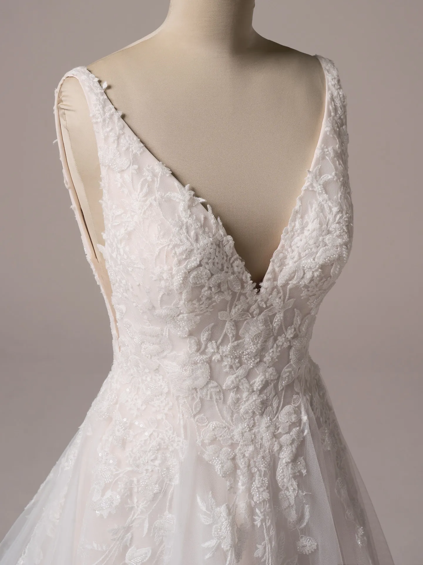 Rebecca Ingram Honor beaded v-neck A-line bridal gown front view