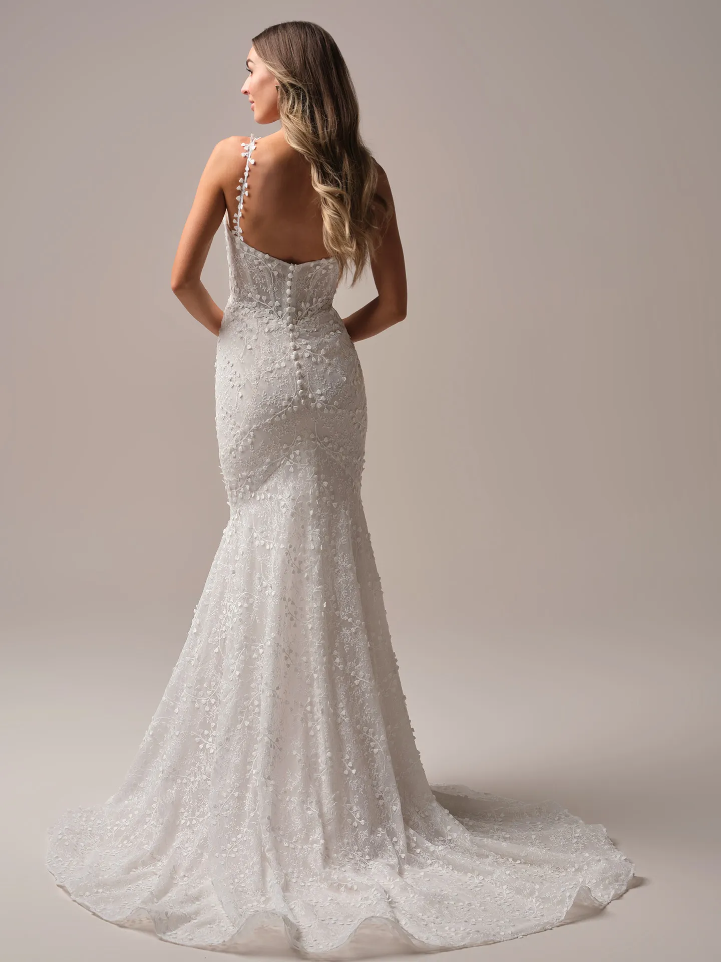 Rebecca Ingram Isabella back view textured mermaid wedding dress
