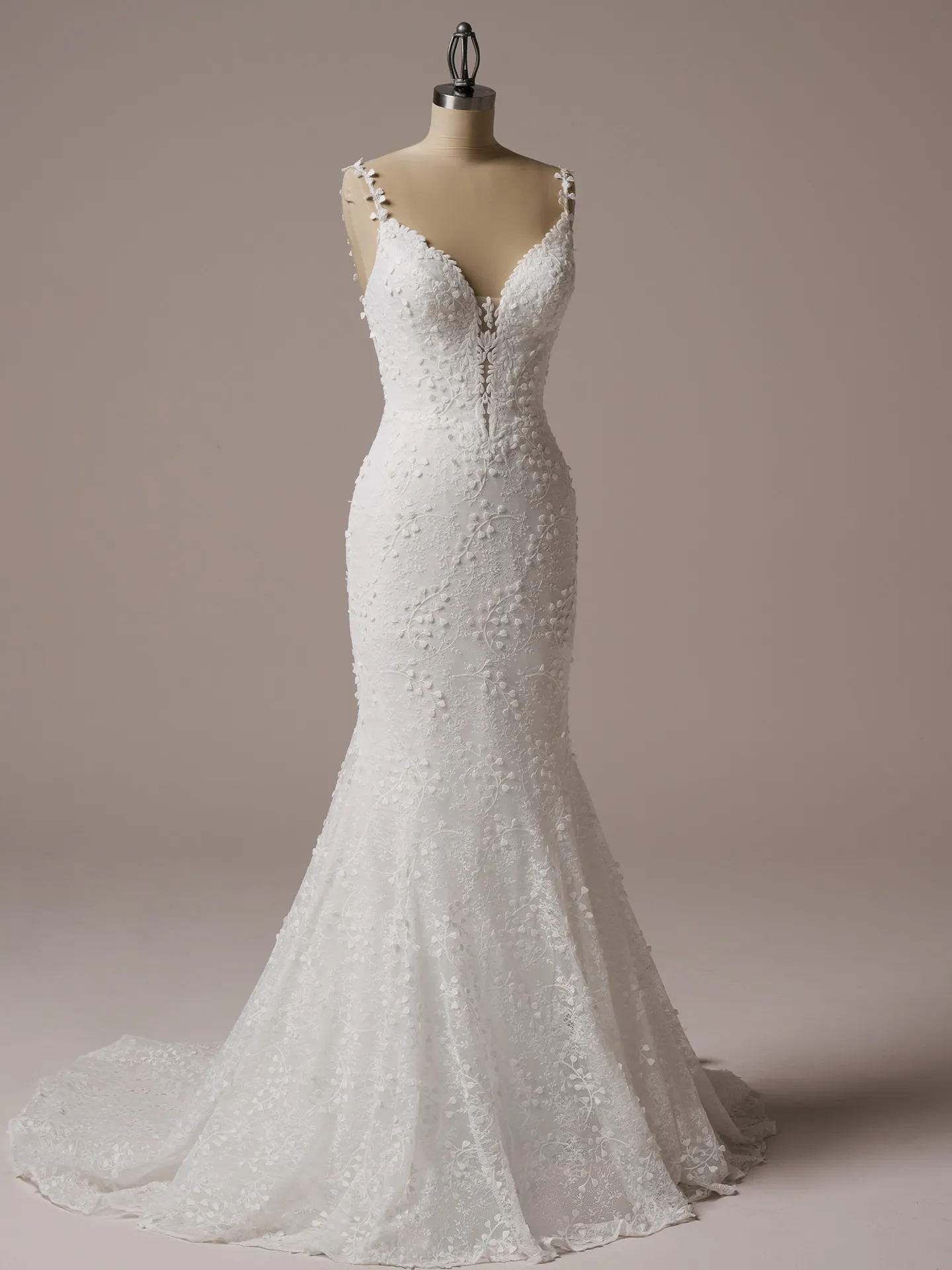 Rebecca Ingram Isabella mermaid wedding dress front view on mannequin
