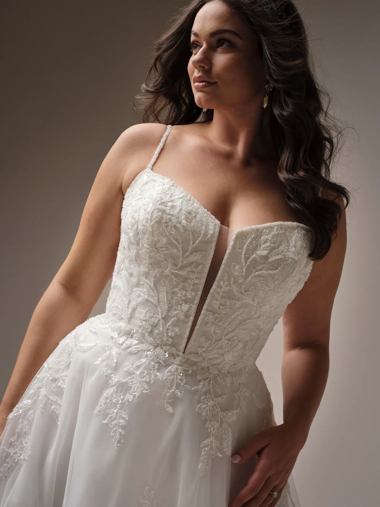 Rebecca Ingram Jude front view lace A-line wedding dress
