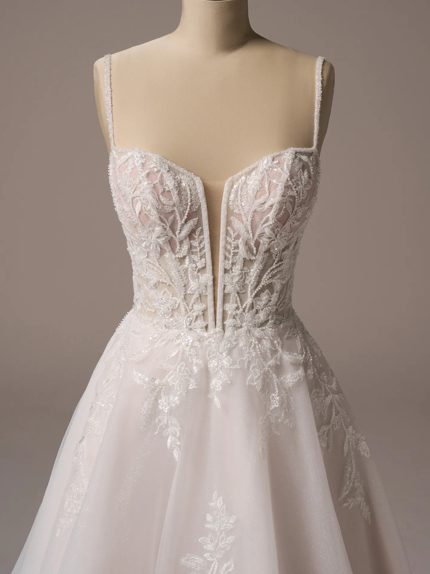 Rebecca Ingram Jude lace A-line gown front view