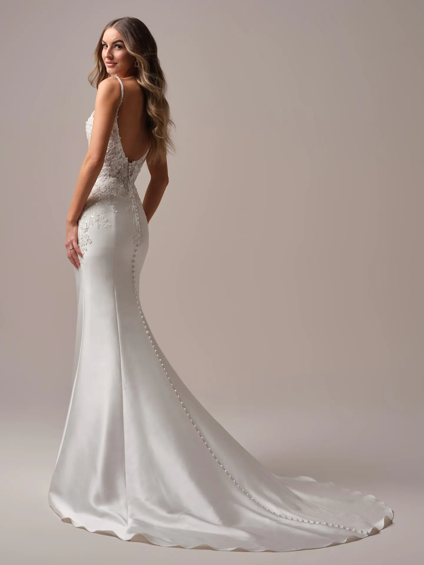 Rebecca Ingram Nova satin mermaid back view