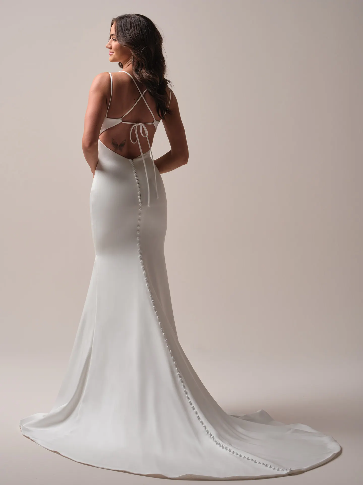 satin empire waist wedding dress Oakley Strappy Sheath Bridal | Rebecca Ingram Formal dress Size:50cm size-womens-clothing_12 Black Halo Women's Jacqueline Some accessories may be