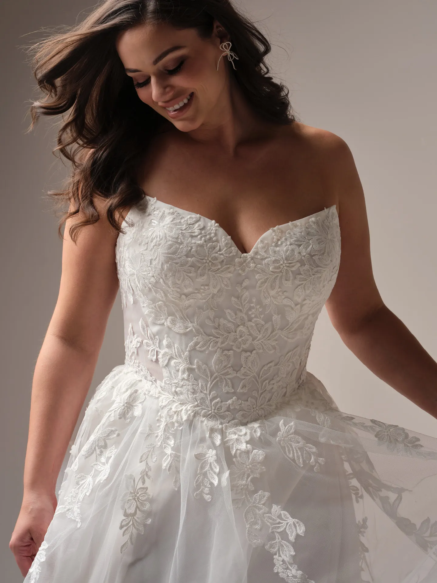 Rebecca Ingram Paige front view sequin A-line wedding dress