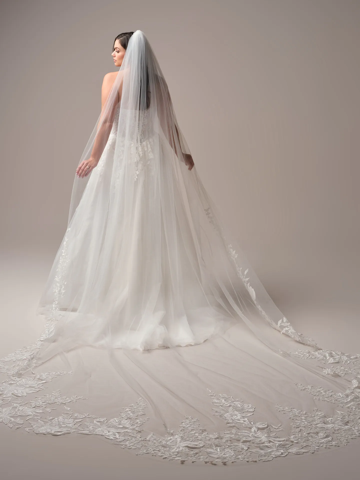 Rebecca Ingram Paige back view veil train detail