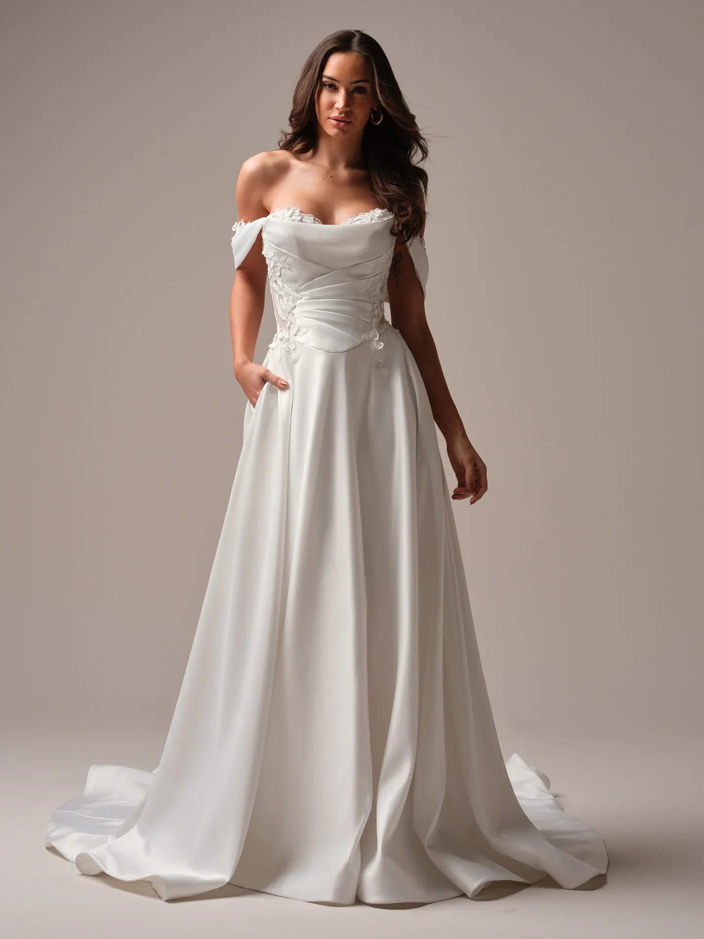 Rebecca Ingram Sable floral A-line front view