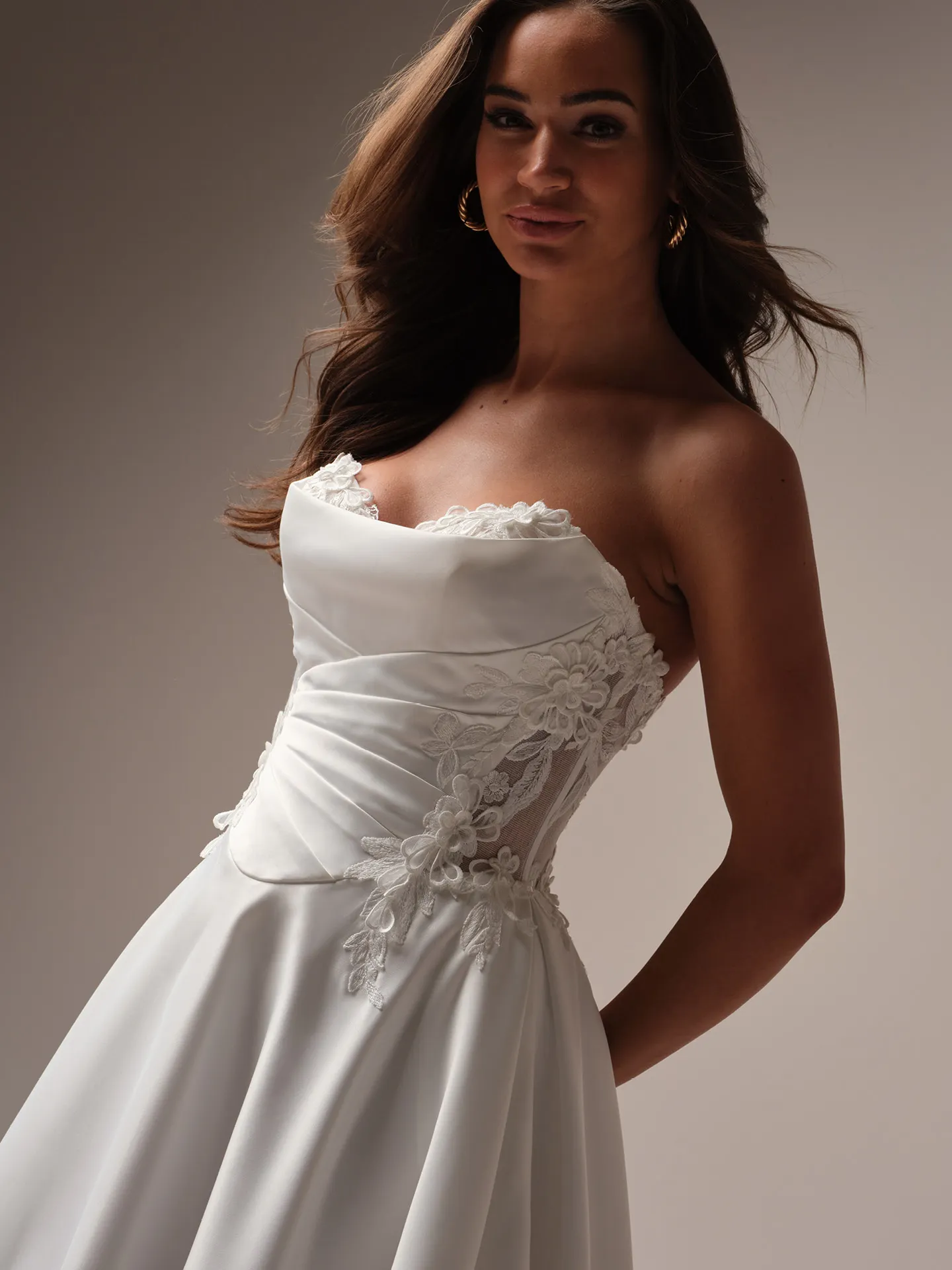 Rebecca Ingram Sable floral sweetheart A-line gown front view