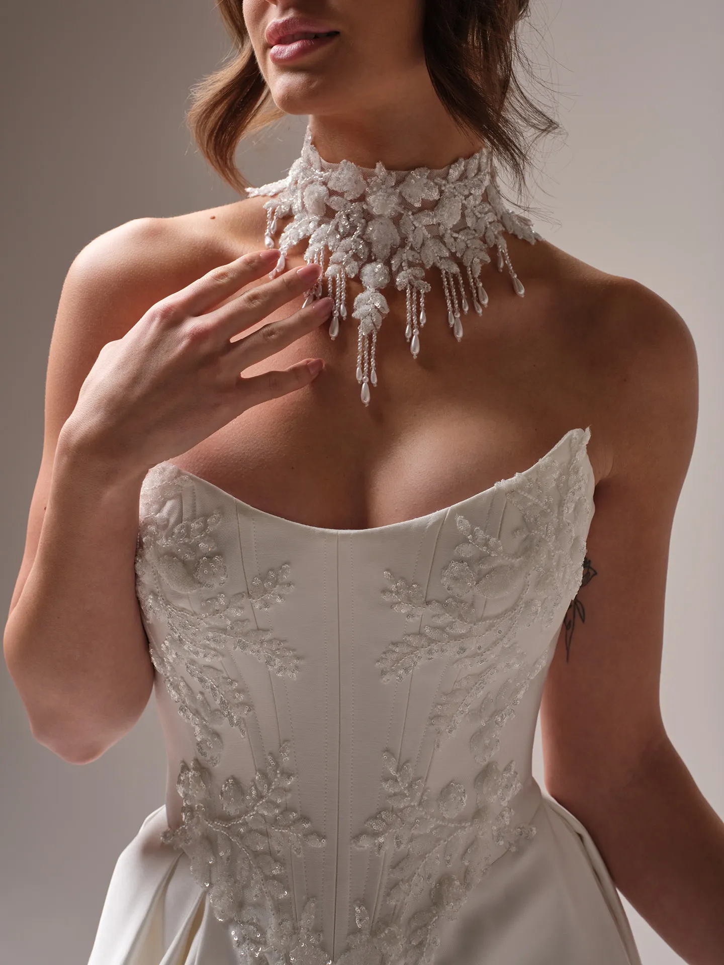 Sottero and Midgley Amadora A line wedding dress back view with long train