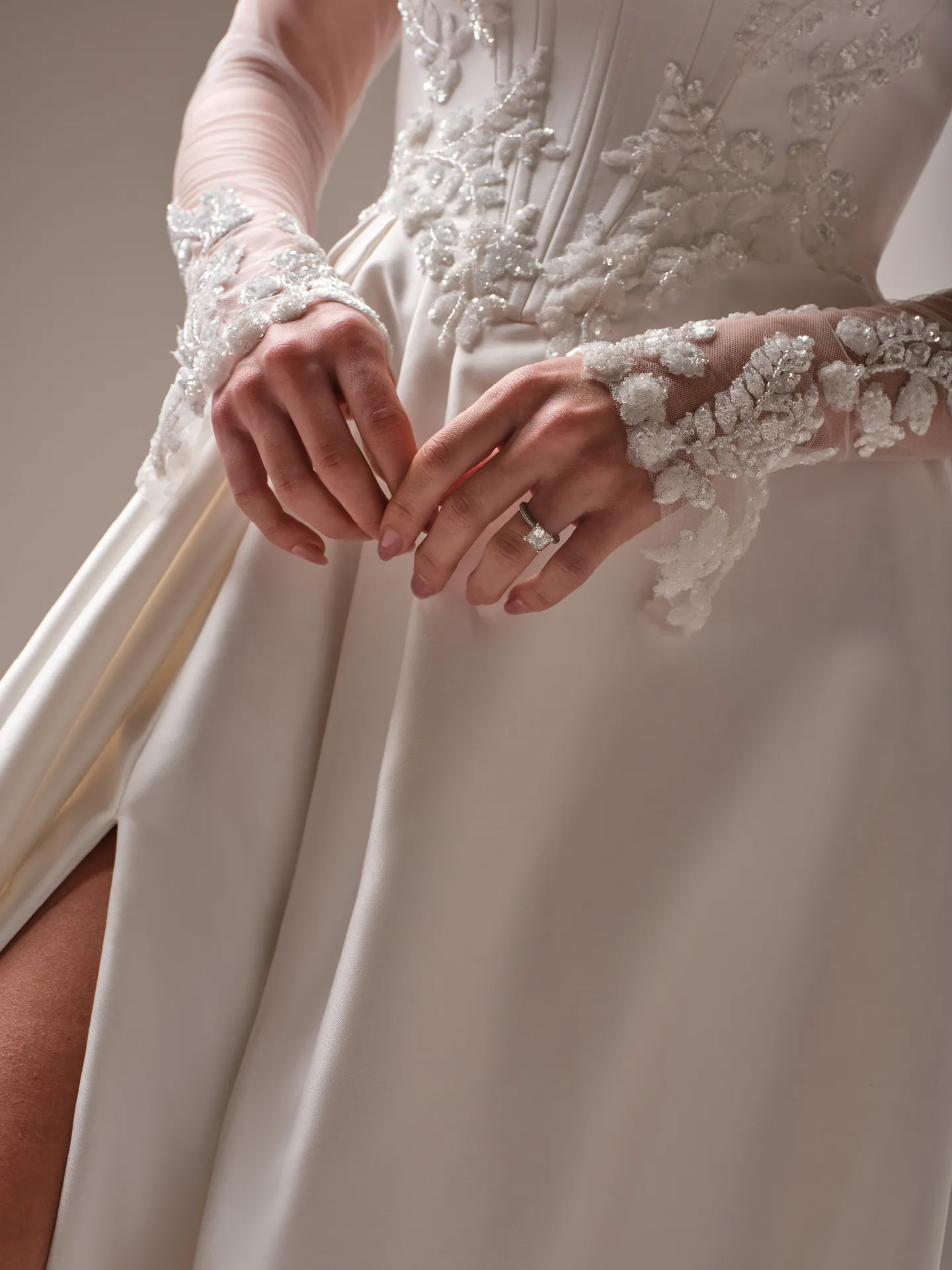 Sottero and Midgley Amadora A line wedding dress side angle with full skirt