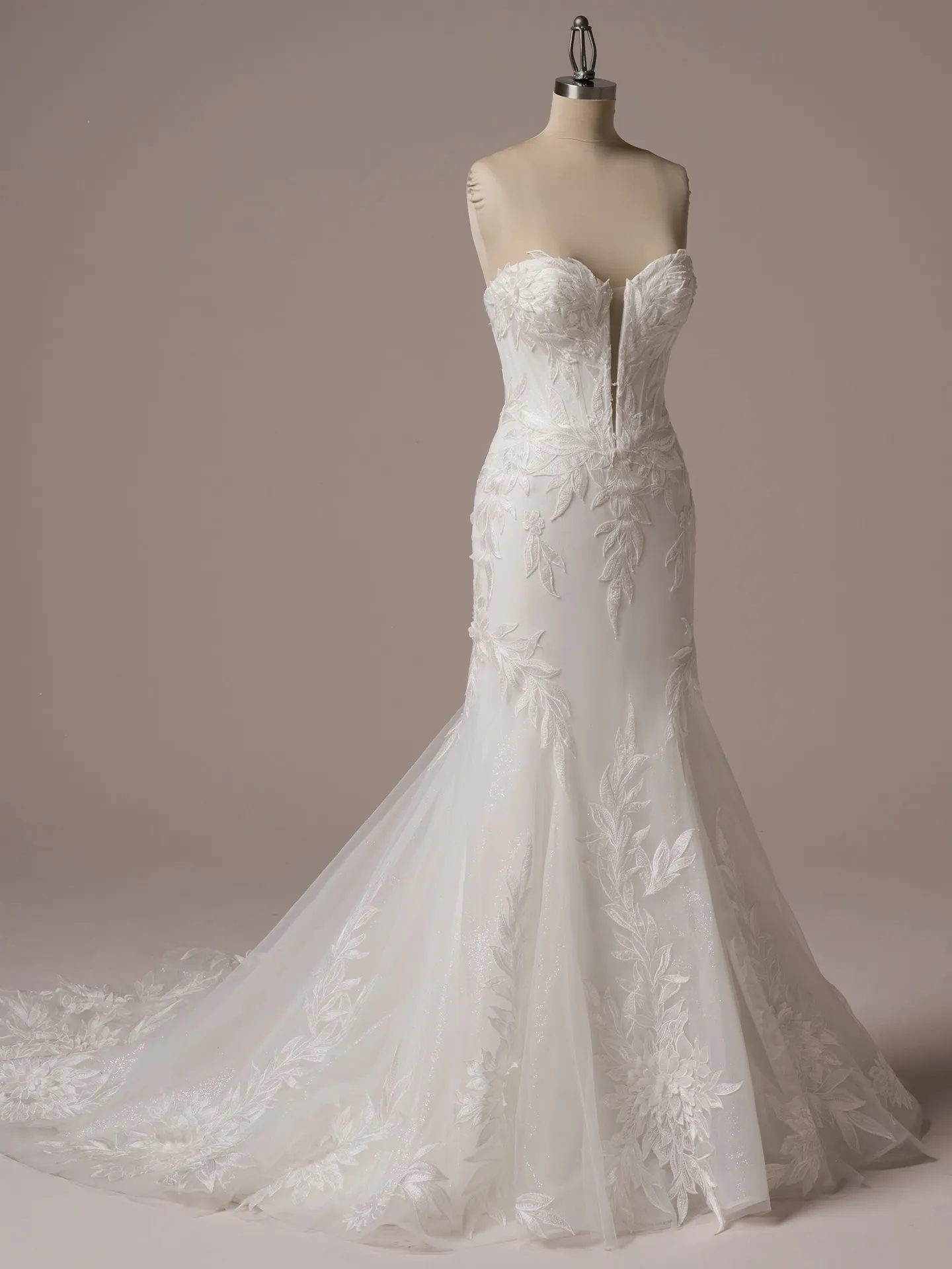 Sottero and Midgley Belladonna fit and flare wedding dress front view with fitted bodice