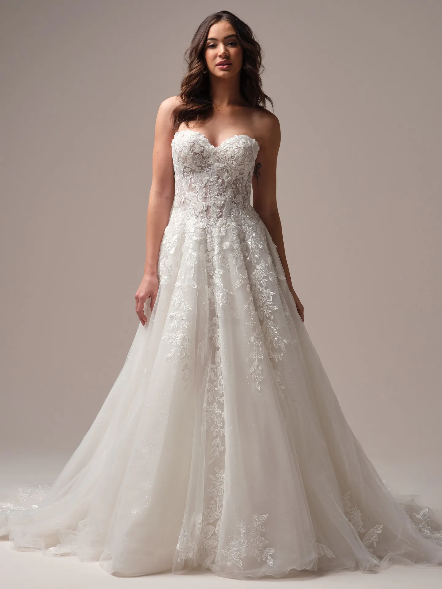 Sottero and Midgley Darren ballgown wedding dress side angle with layered skirt