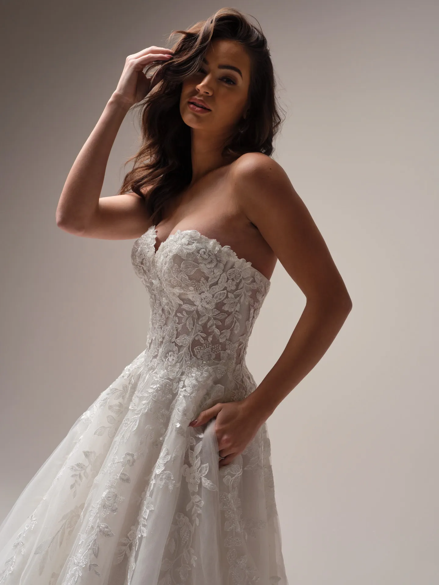 Sottero and Midgley Darren ballgown wedding dress back angle with extended train