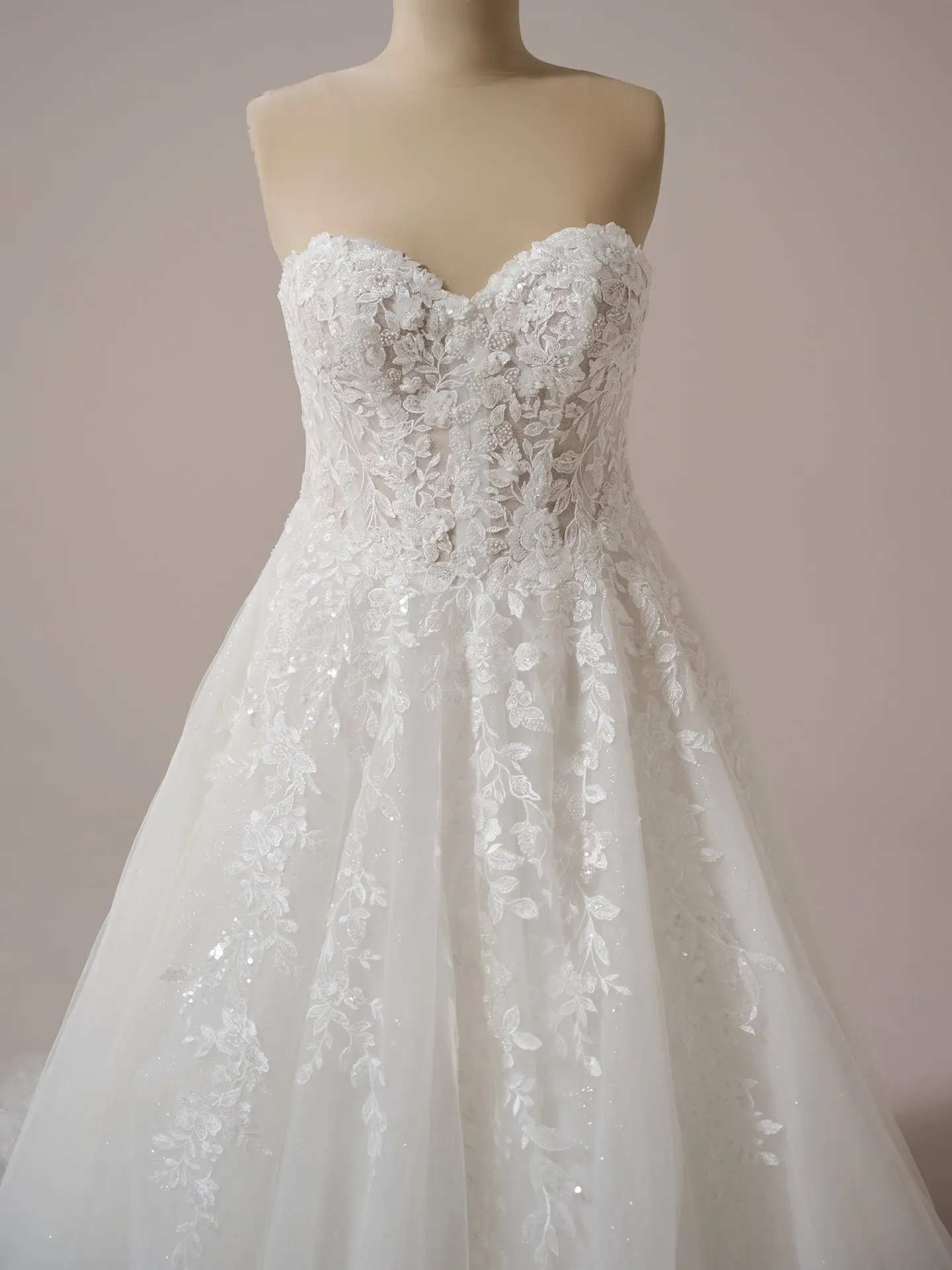Sottero and Midgley Darren A line wedding dress front view in ivory tone tulle