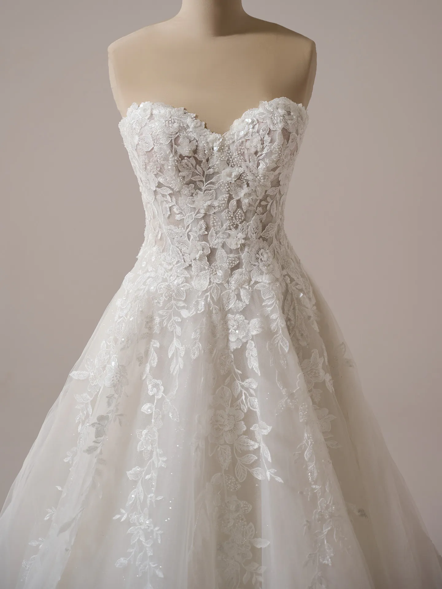 Sottero and Midgley Darren A line wedding dress front view in soft ivory lace