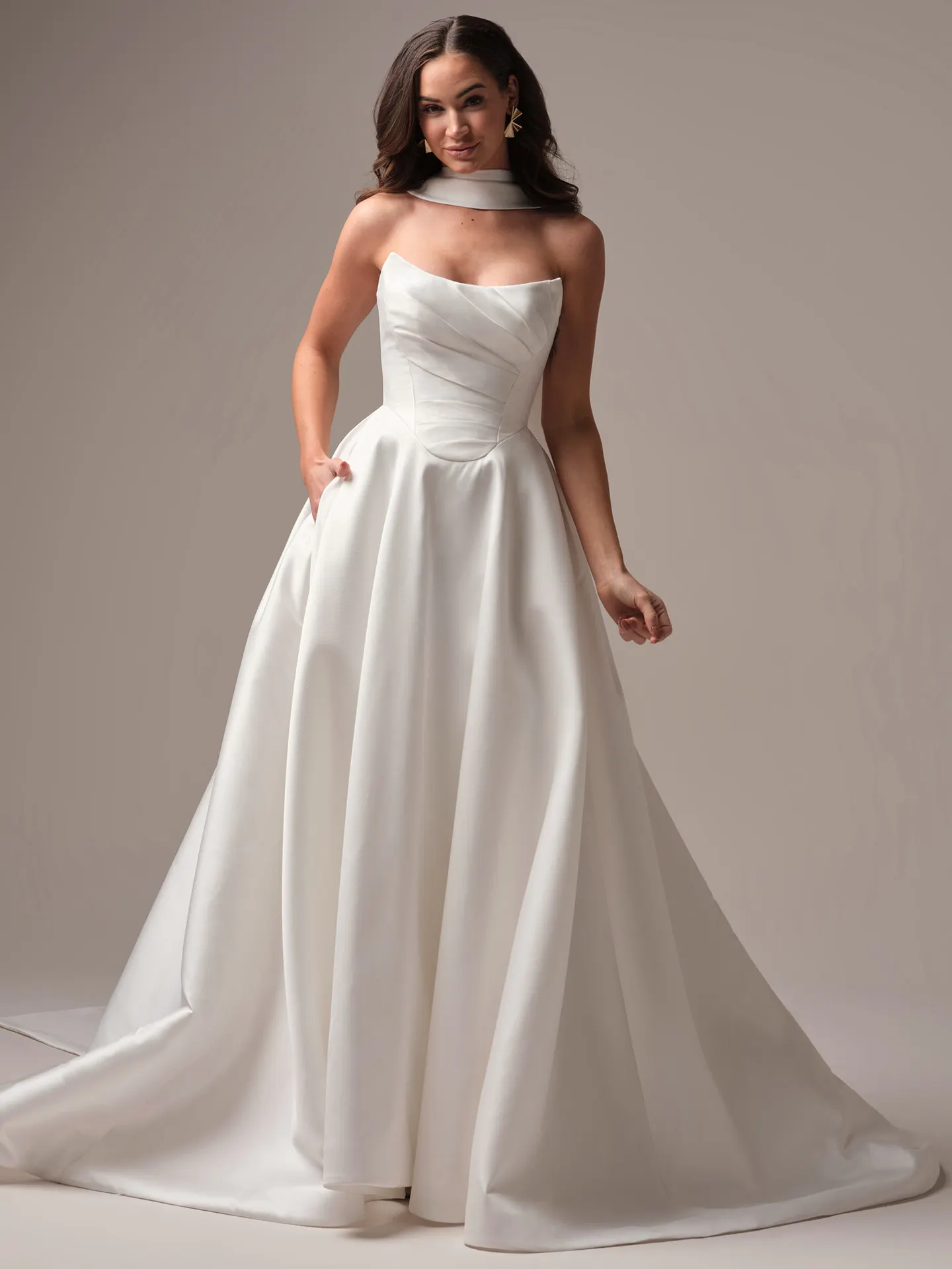 Sottero and Midgley Donovan ballgown wedding dress side angle with layered skirt