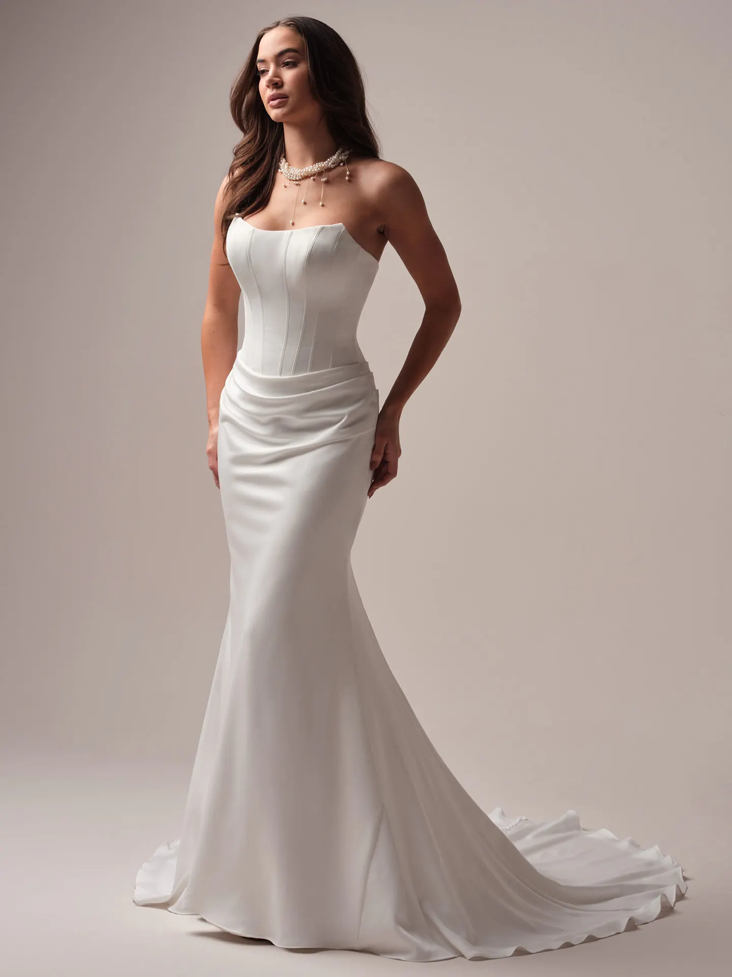 Sottero and Midgley Forsythia sheath wedding dress front view with fitted silhouette