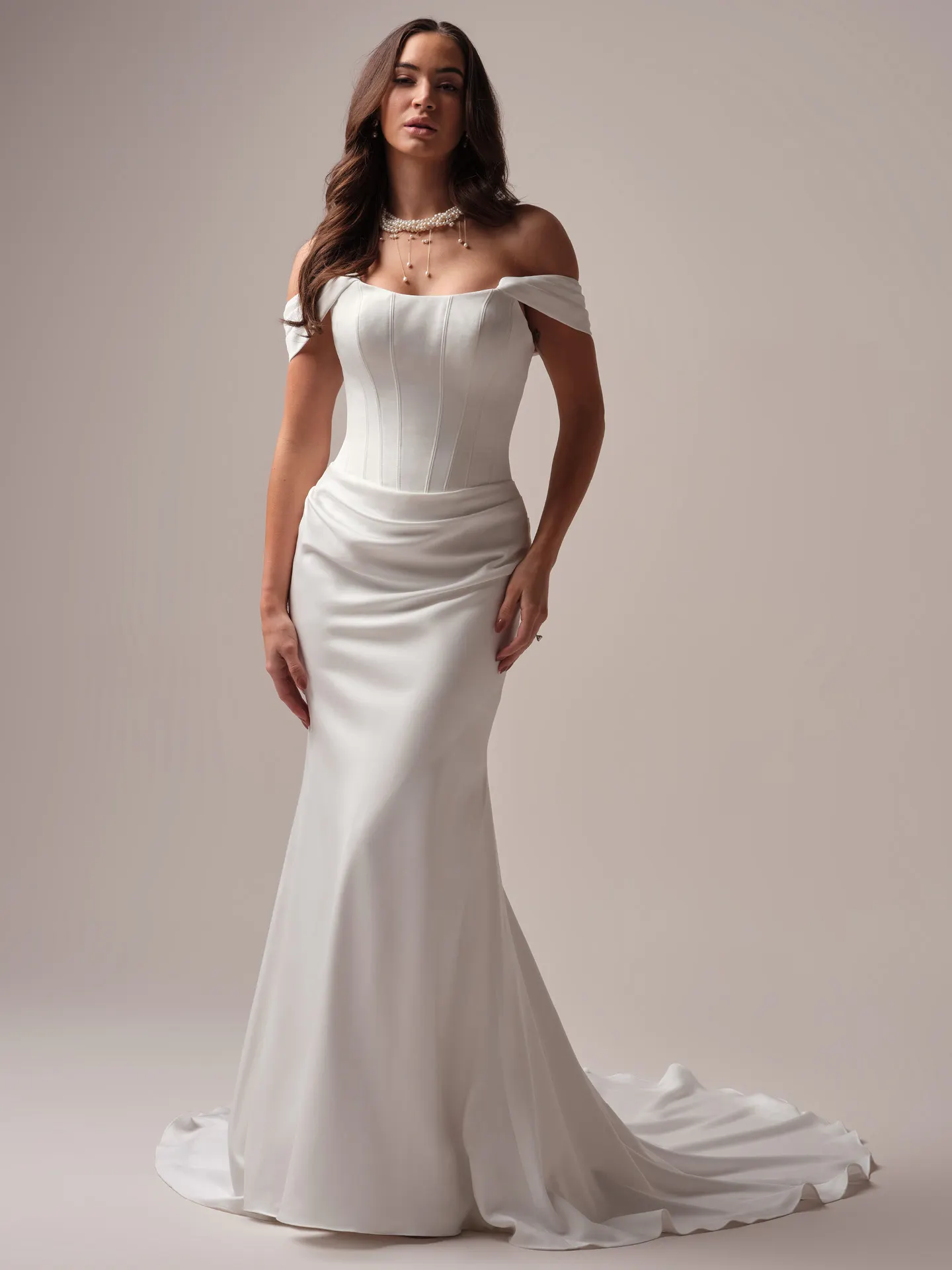 Sottero and Midgley Forsythia sheath wedding dress back view with long train
