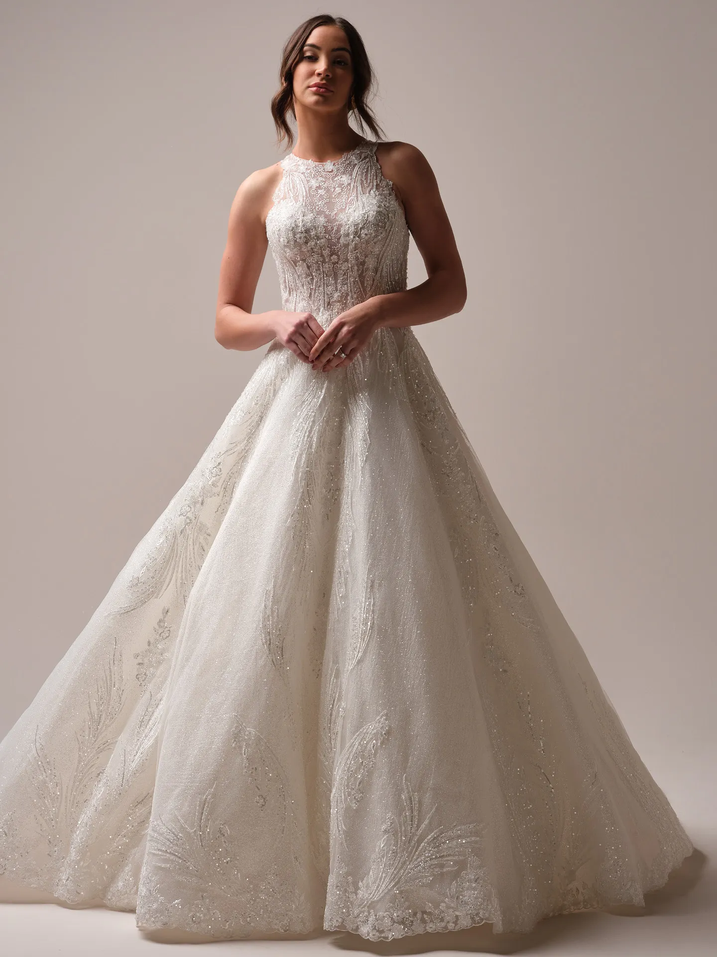 Sottero and Midgley Genevieve ballgown wedding dress front view with structured bodice