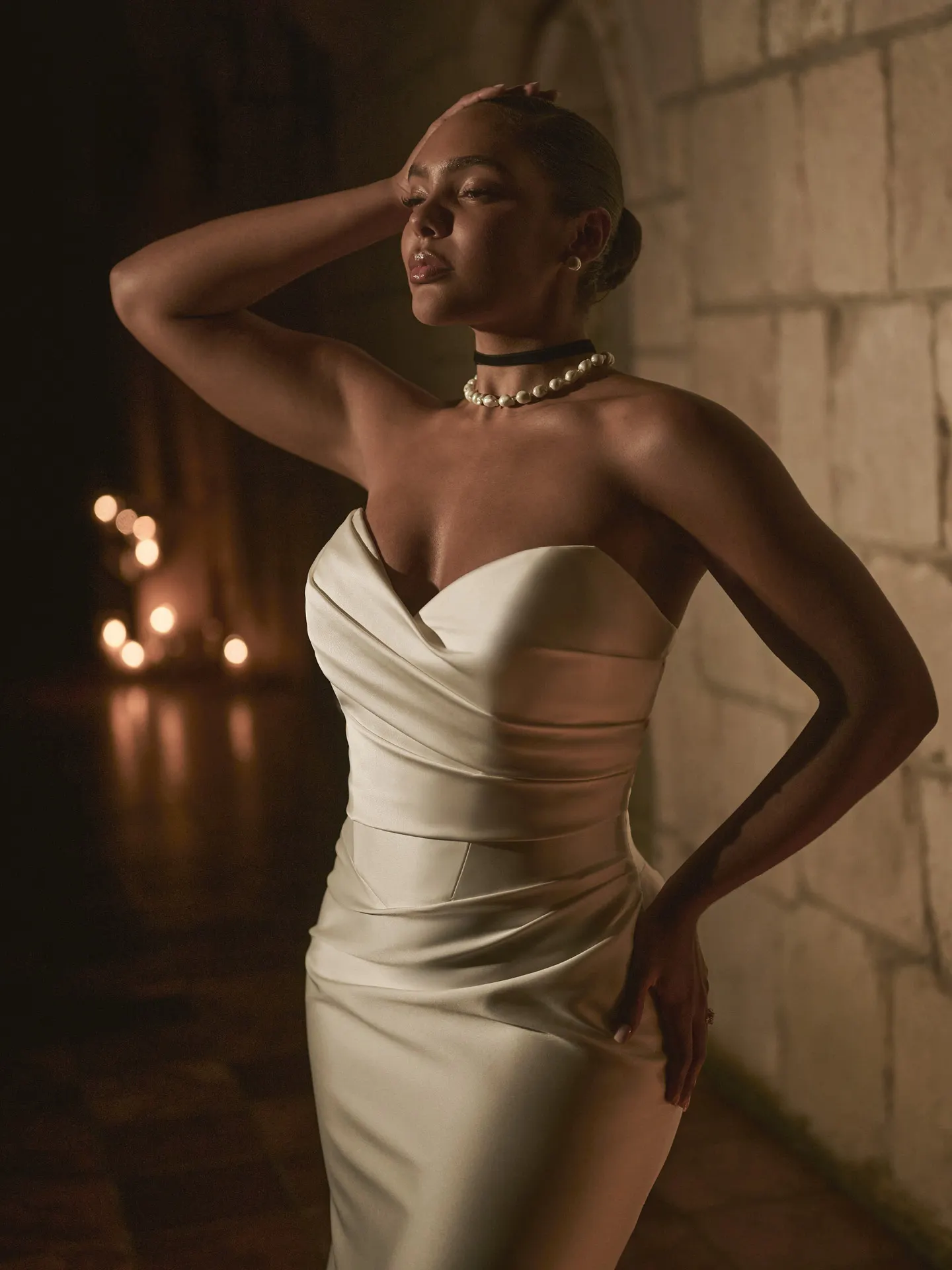 Sottero and Midgley Giselle Lane sheath wedding dress front view with fitted silhouette