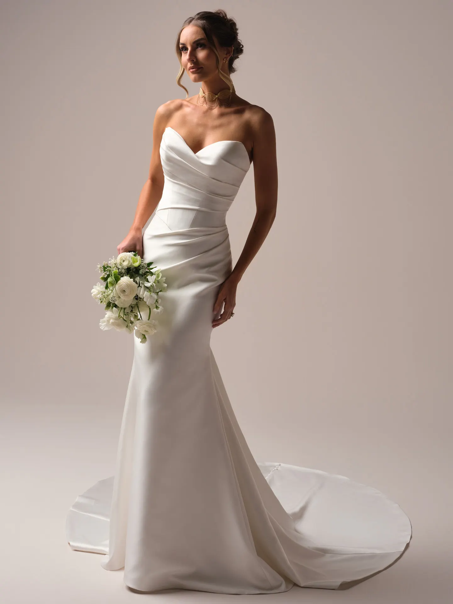Sottero and Midgley Giselle Lane sheath wedding dress back view with long train