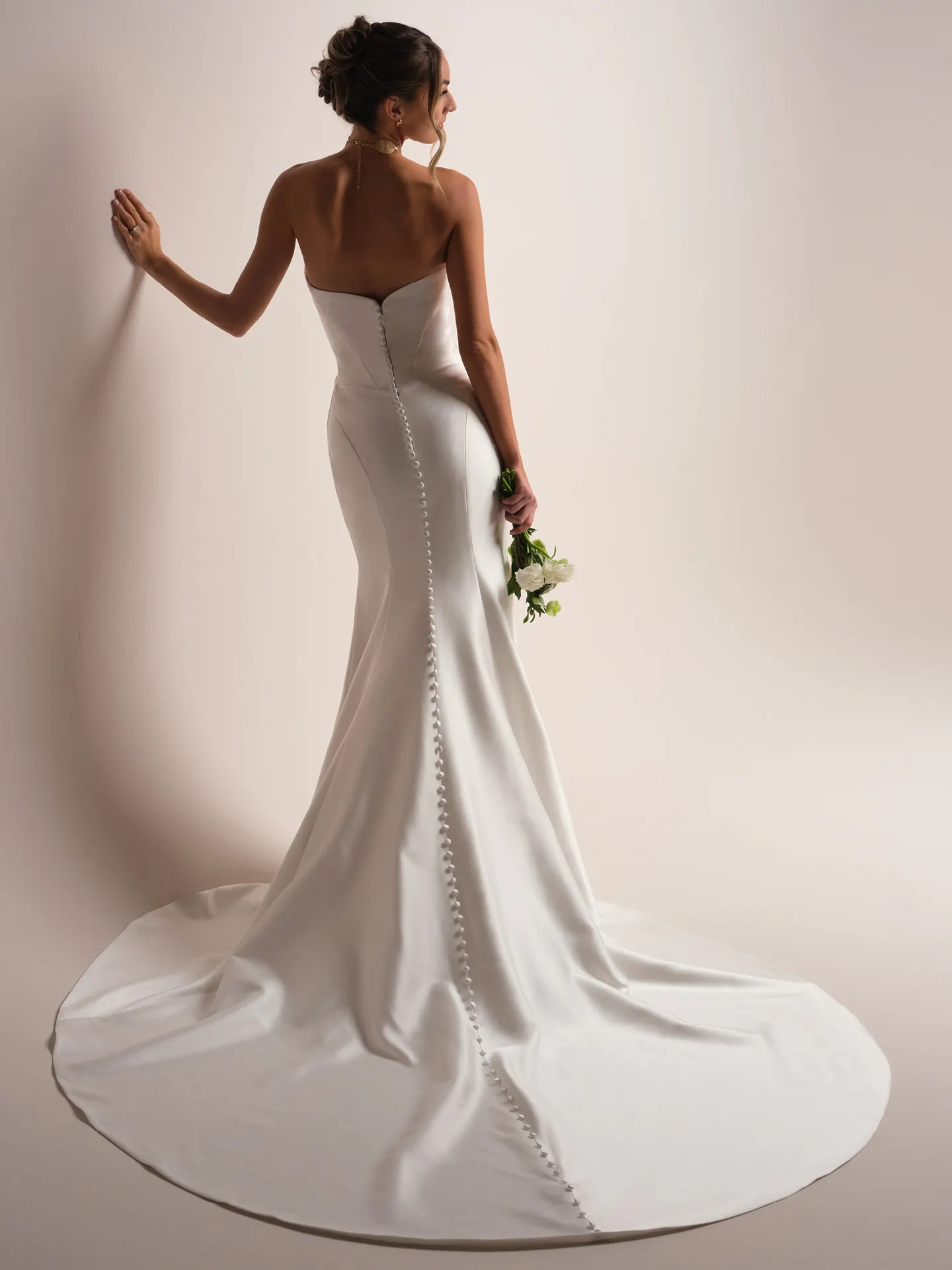 Sottero and Midgley Giselle Lane sheath wedding dress back view with extended train
