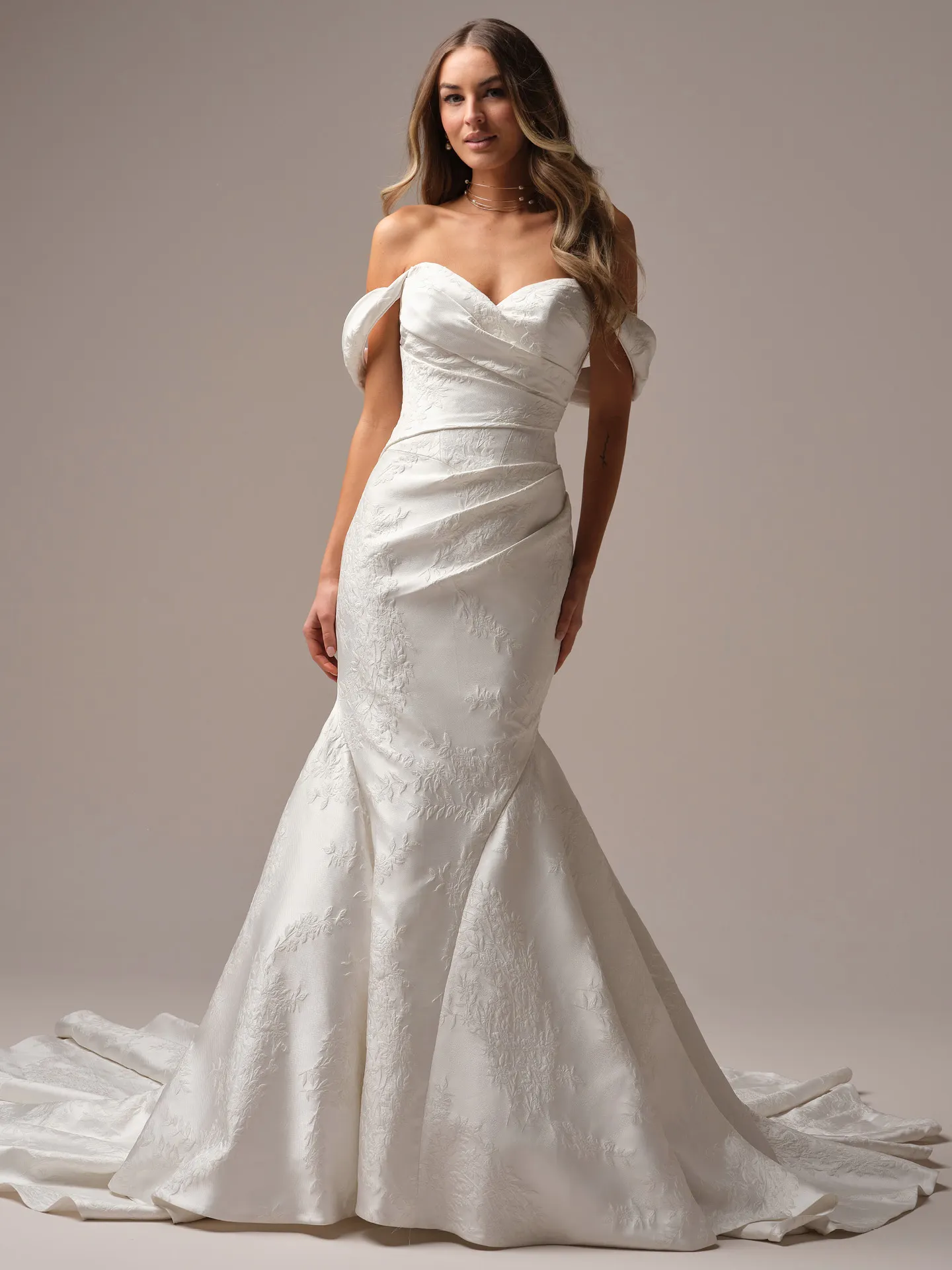 Sottero and Midgley Giselle Marie fit and flare wedding dress side view with fitted lace silhouette