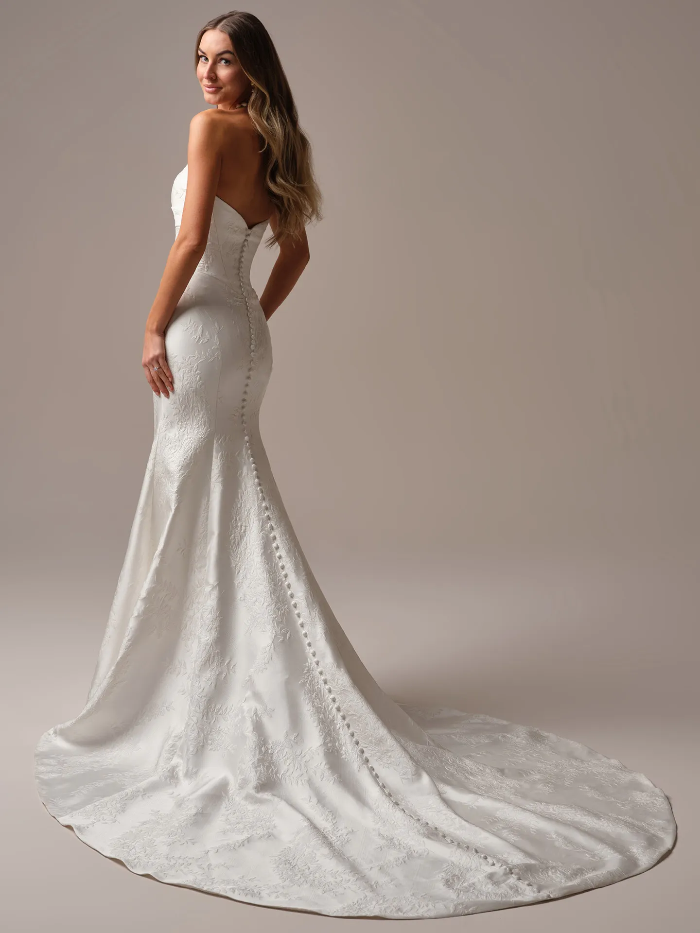 Sottero and Midgley Giselle Marie Lane sheath wedding dress back view with narrow train