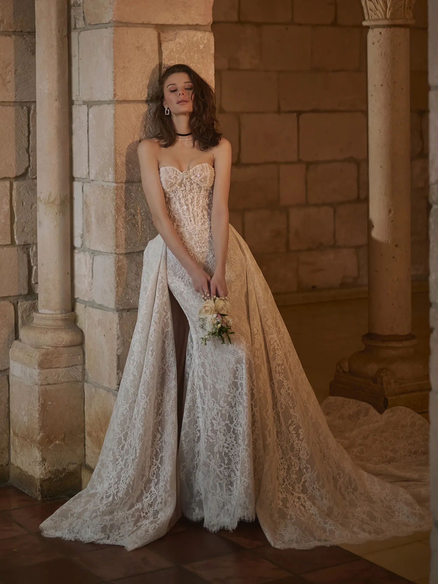 Sottero and Midgley Jovienne sheath wedding dress front view with fitted silhouette