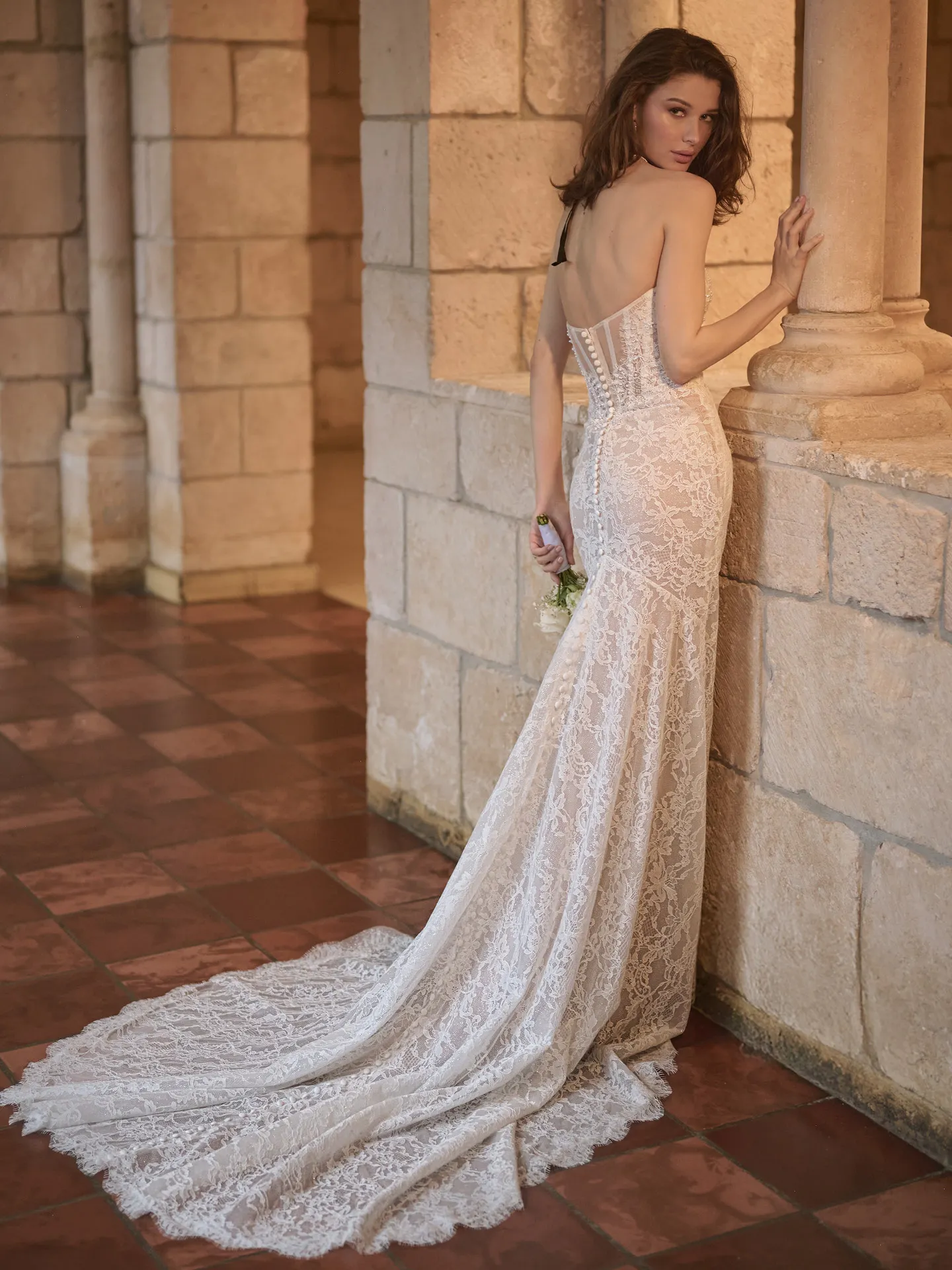 Sottero and Midgley Jovienne sheath wedding dress side view with smooth contour