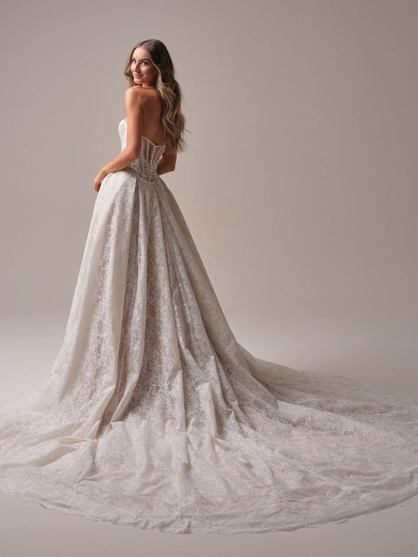 Sottero and Midgley Jovienne lace mermaid bridal dress back view