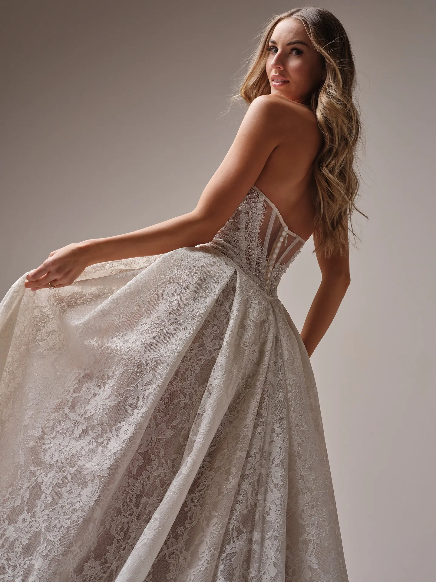 Sottero and Midgley Jovienne side view lace mermaid wedding dress