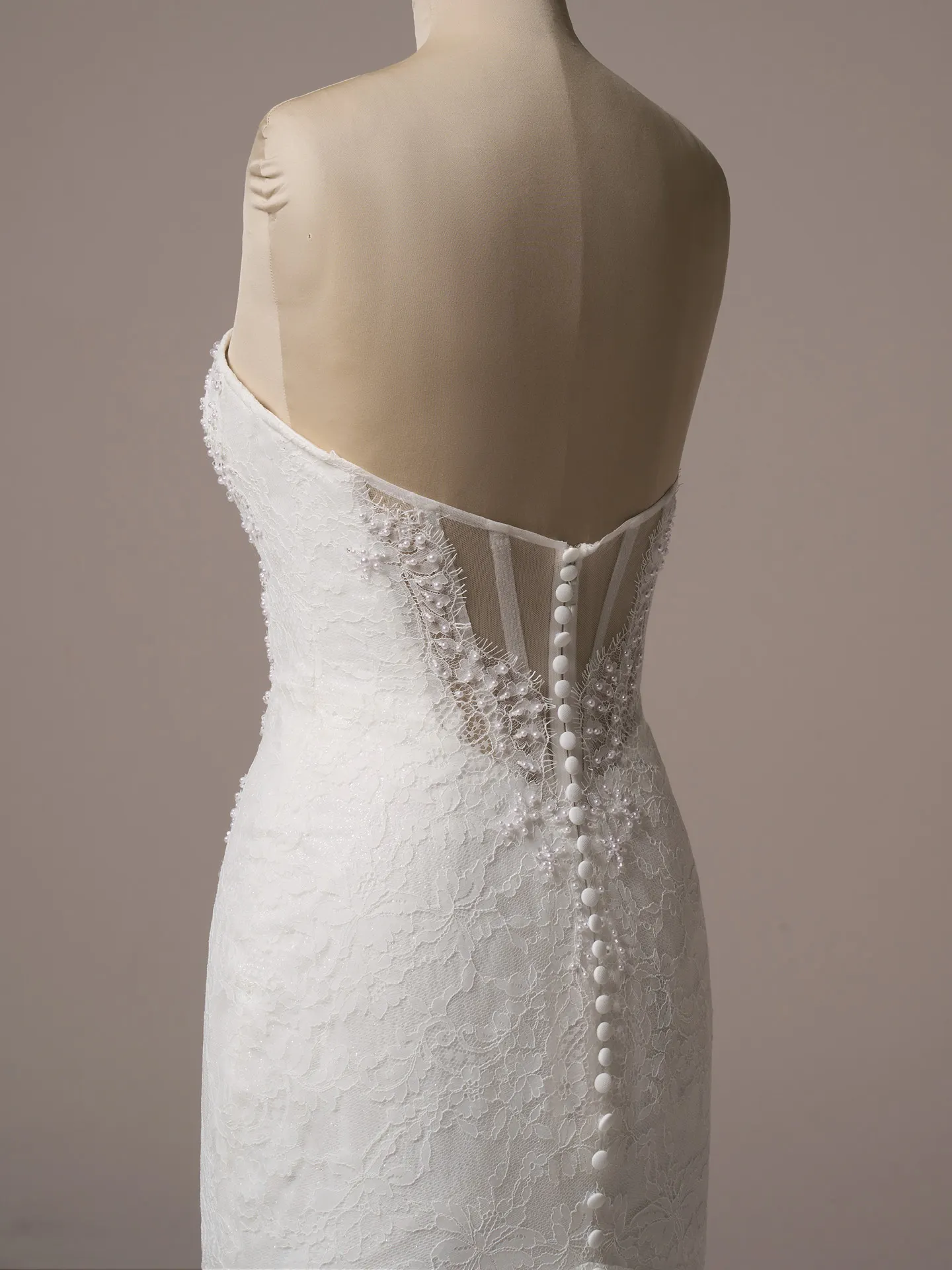 Sottero and Midgley Jovienne back view lace mermaid dress with illusion back detailing
