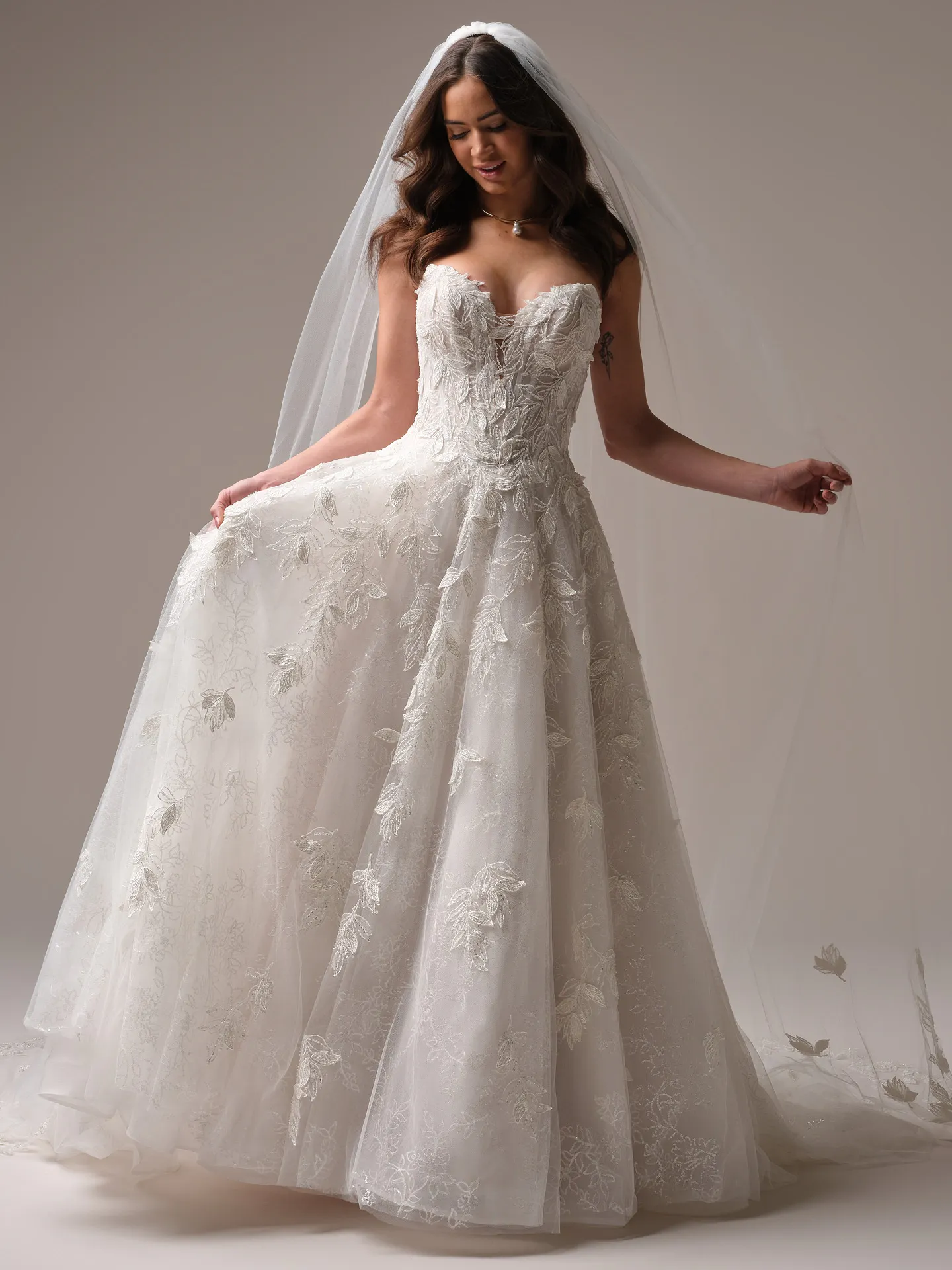 Sottero and Midgley Maritza 3-D floral A-line wedding gown front view