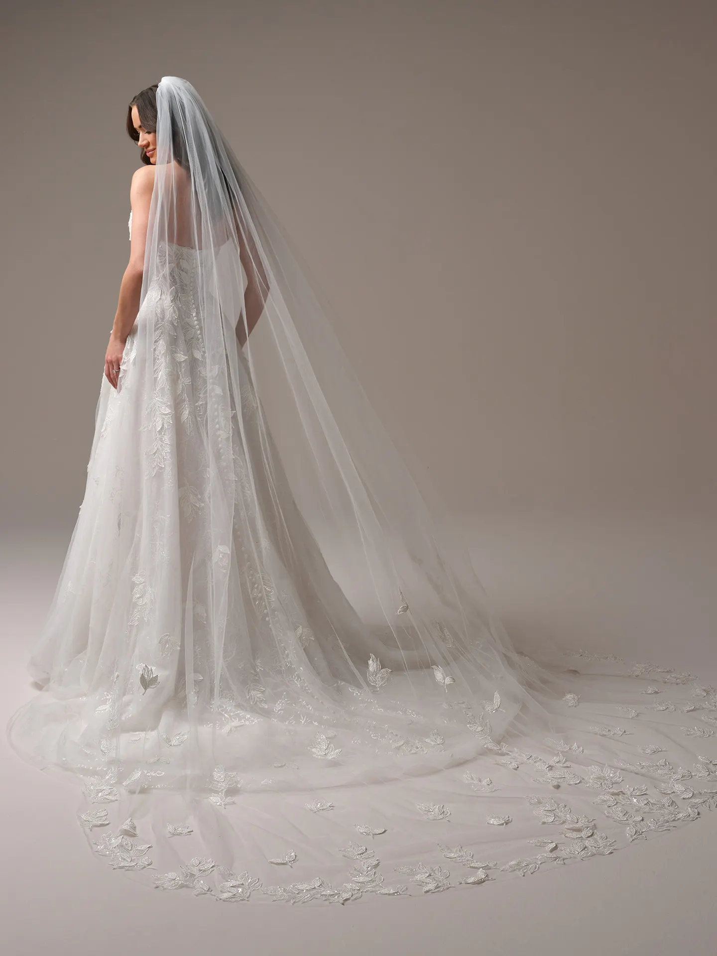 Sottero and Midgley Maritza back view A-line wedding gown with 3-D floral details