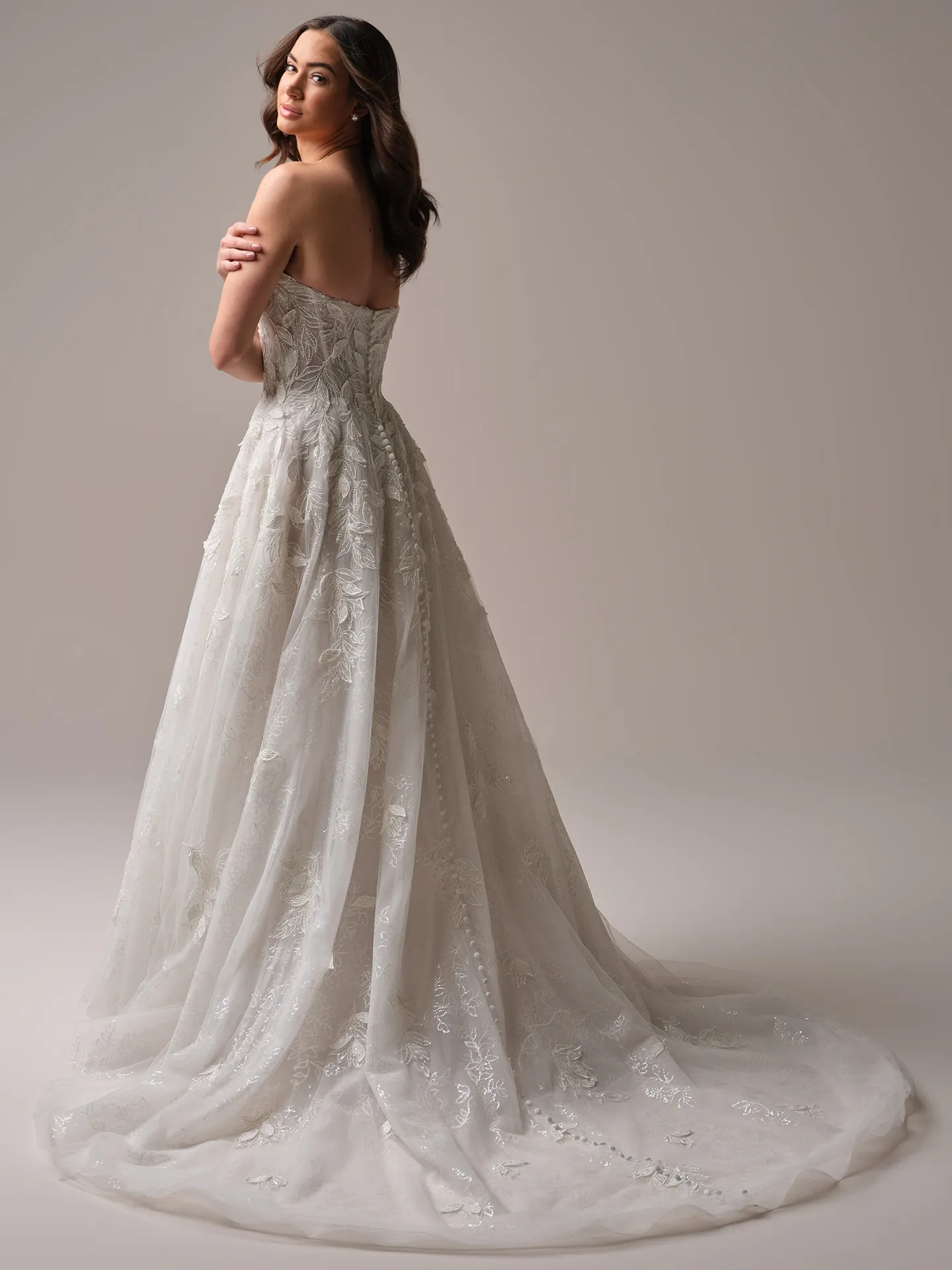 Sottero and Midgley Maritza back view A-line wedding gown with floral details