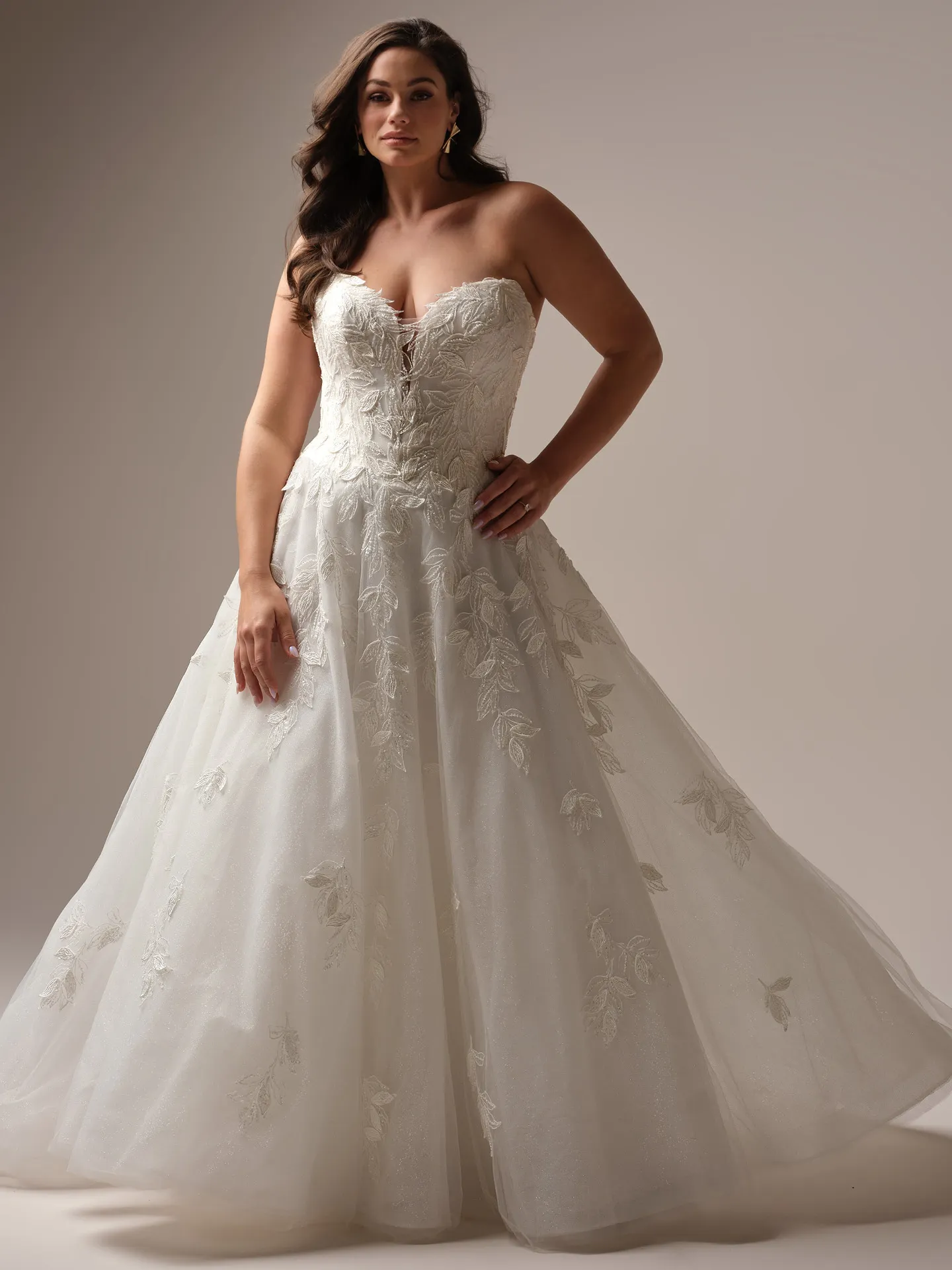 Sottero and Midgley Maritza front view A-line gown with 3-D floral details