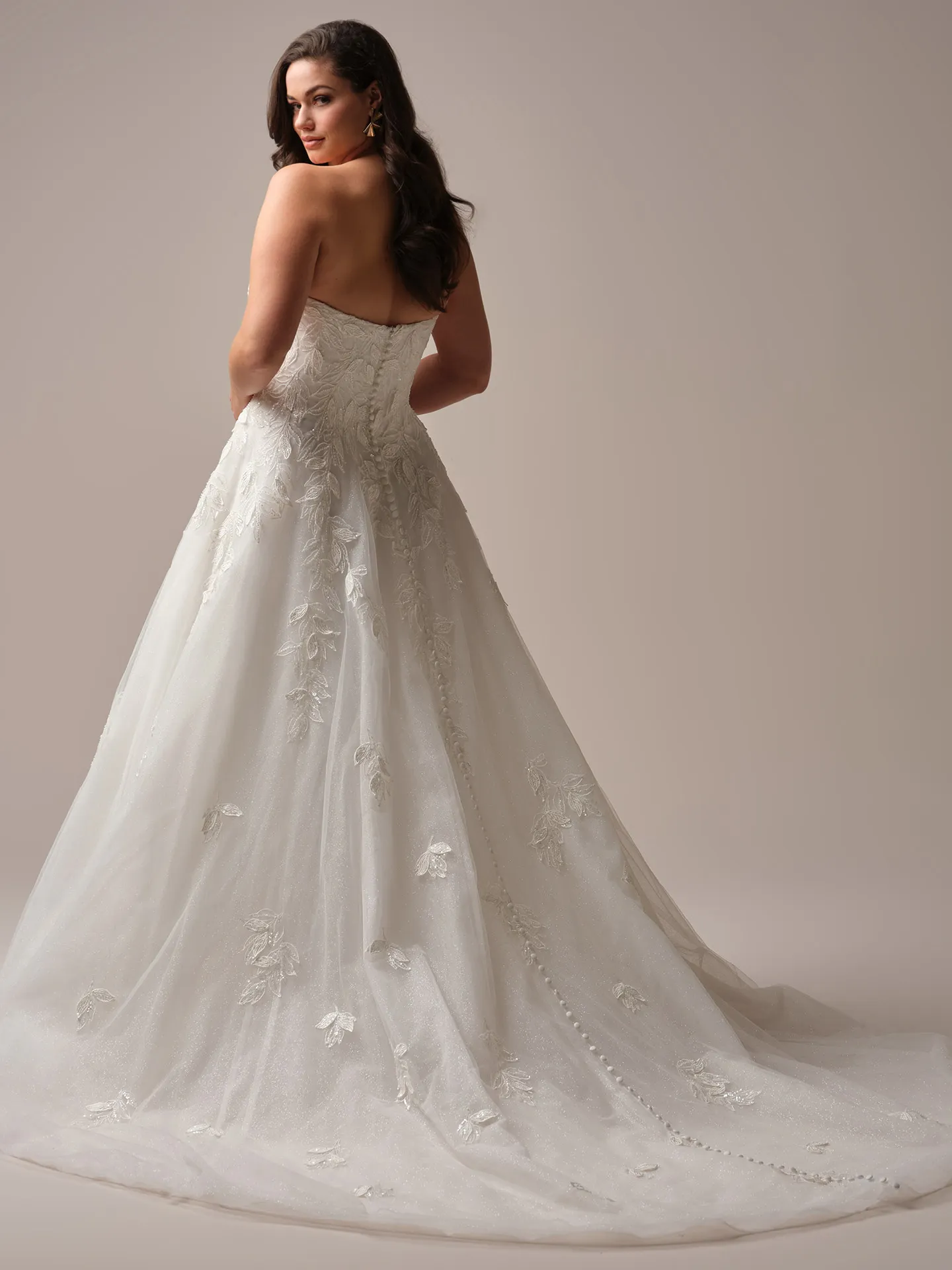 Sottero and Midgley Maritza back view 3-D floral shimmering A-line gown