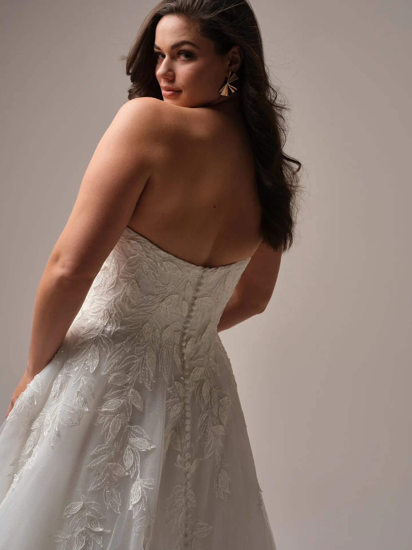 Sottero and Midgley Maritza back view A-line wedding gown with floral shimmer detailing