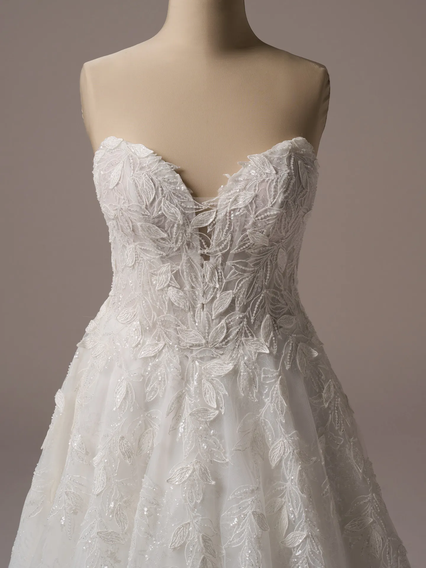 Sottero and Midgley Maritza front view 3-D floral shimmering A-line wedding gown