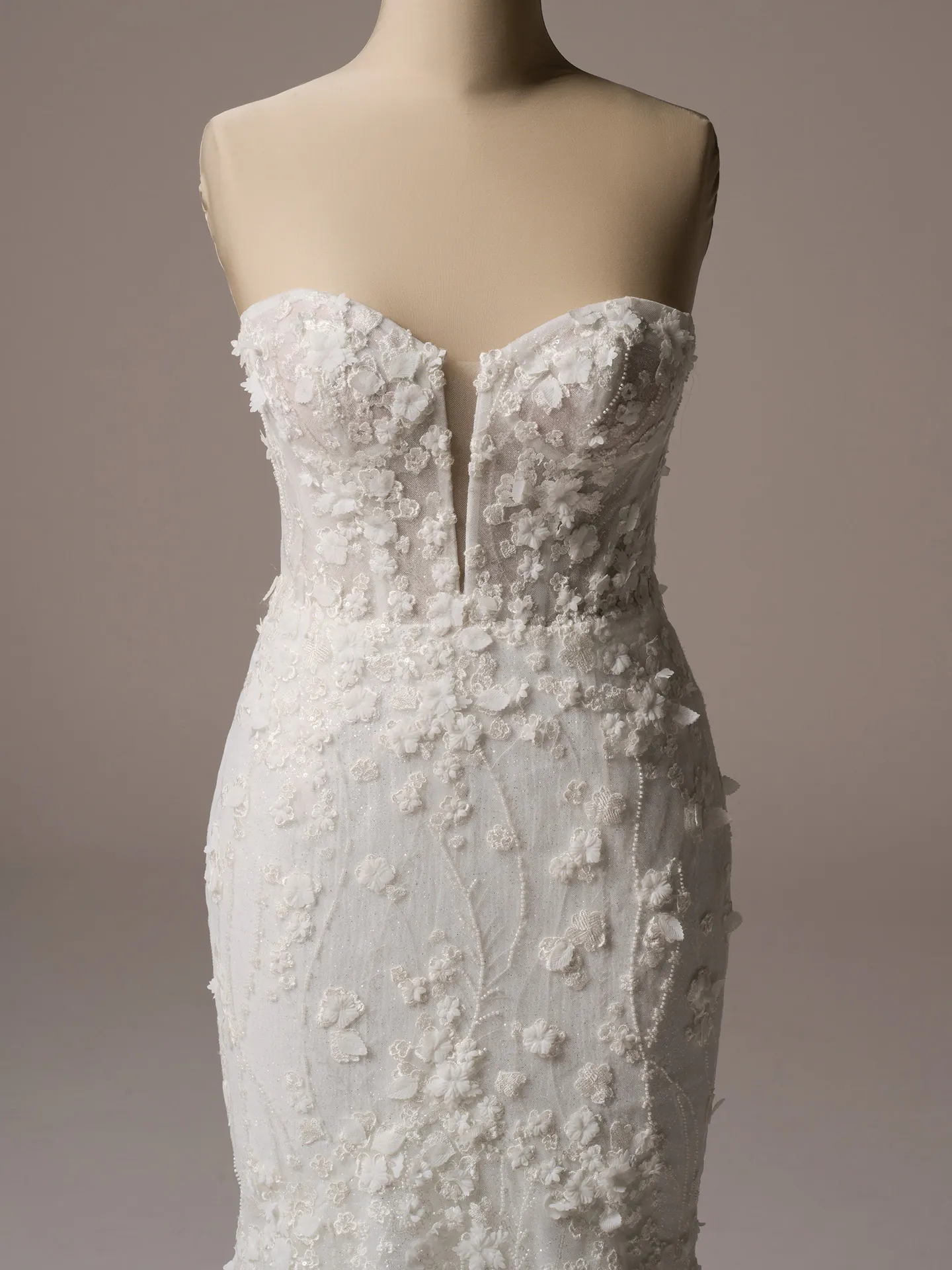 Sottero and Midgley Noor front view, 3D floral, sparkly mermaid wedding dress.