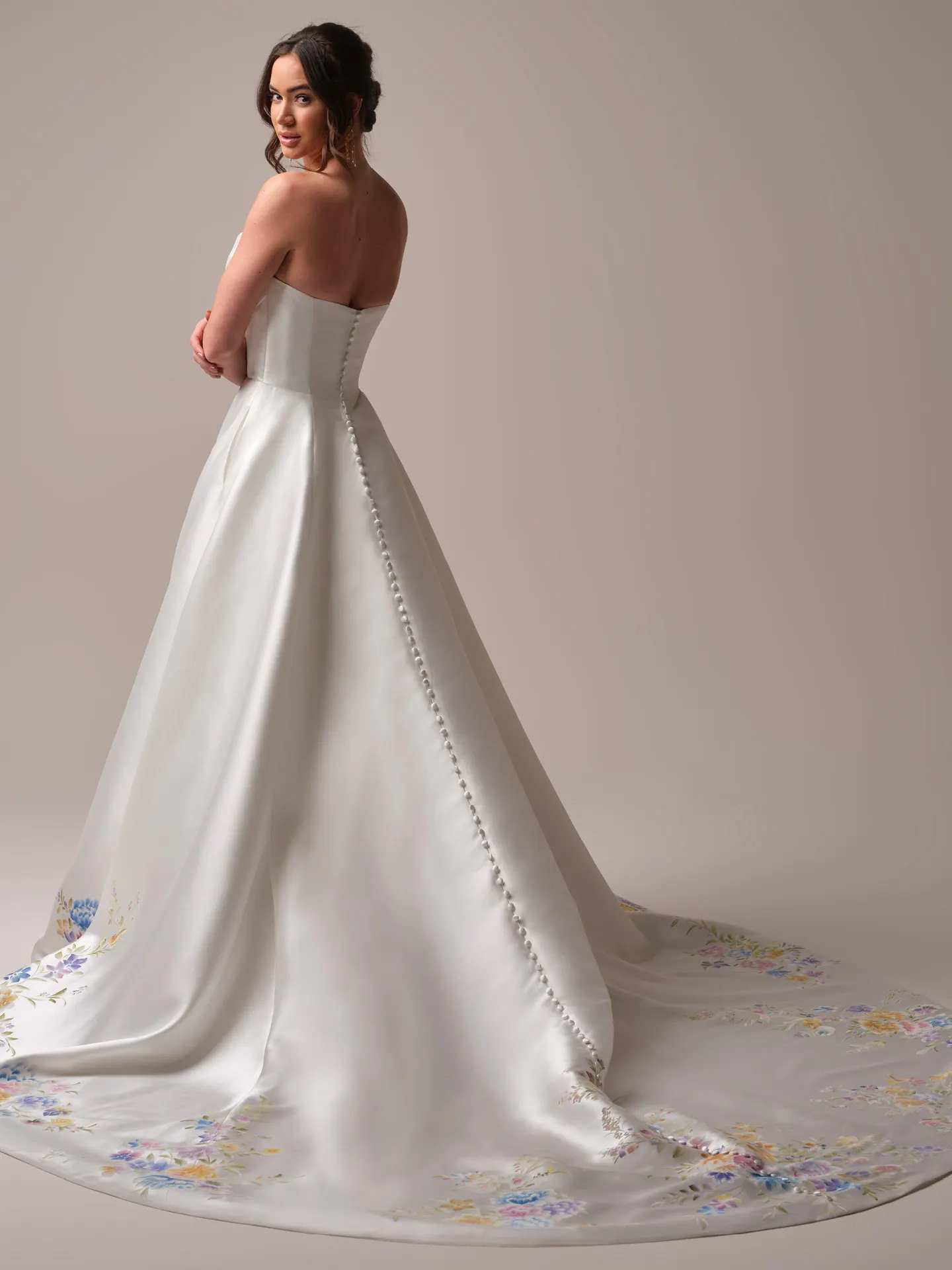 Sottero and Midgley Radiance A-line dress back view with floral train