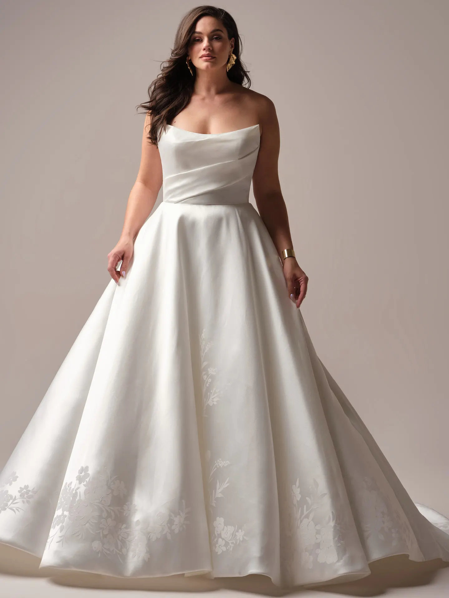 Sottero and Midgley Radiance front view A-line wedding dress with floral detail.