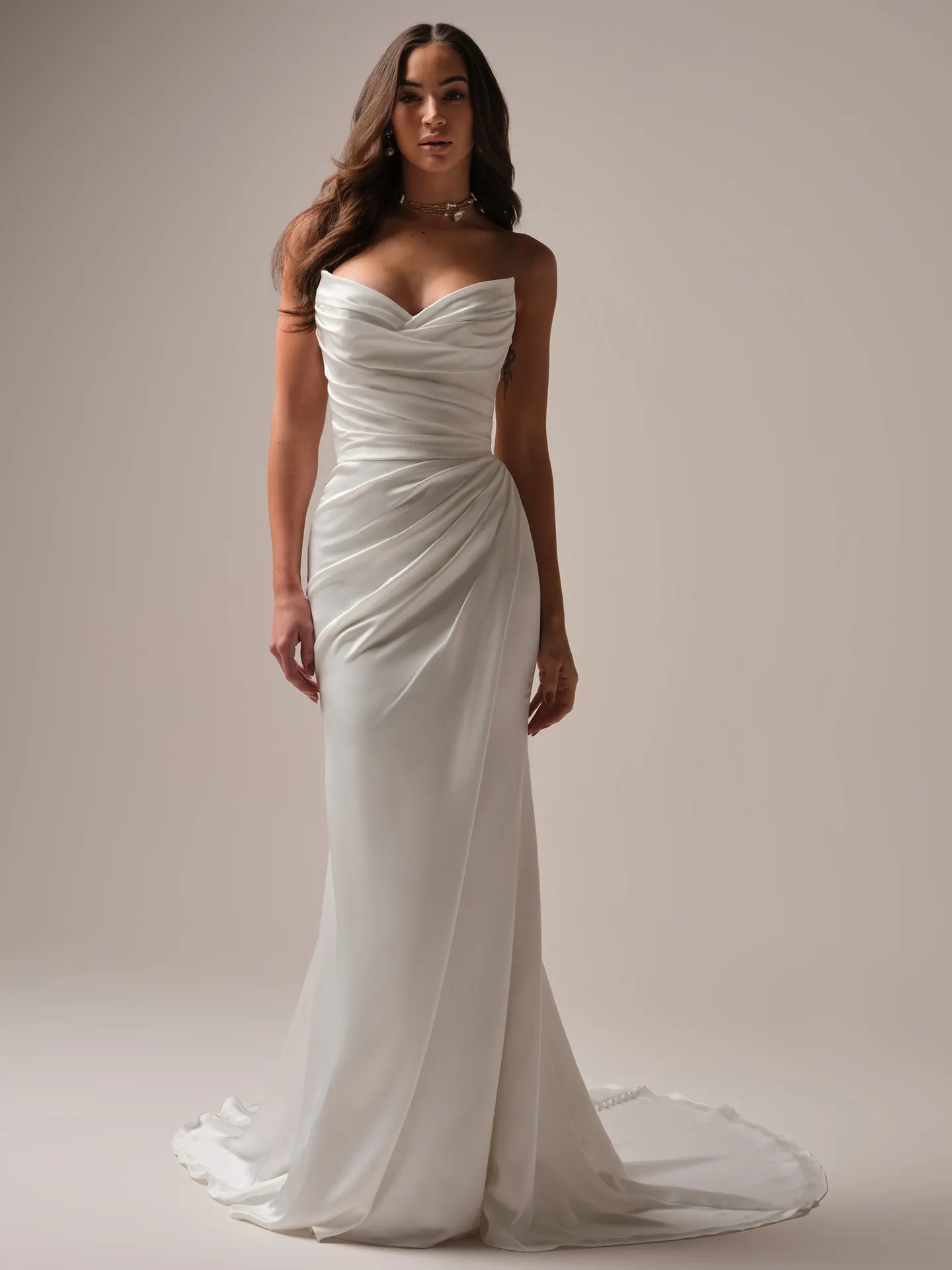 Sottero and Midgley Rhianna satin sheath bridal gown front view