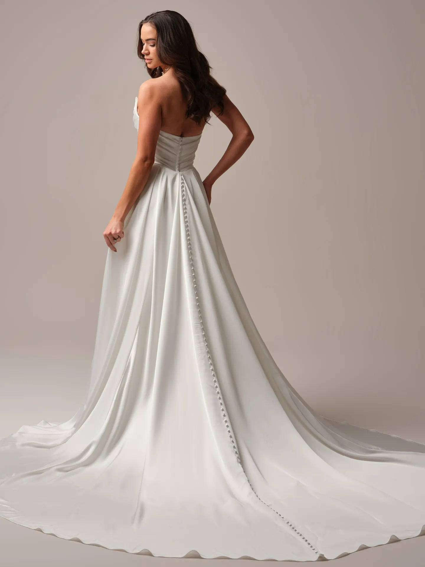 Sottero and Midgley Rhianna sheath gown back view with button detail.