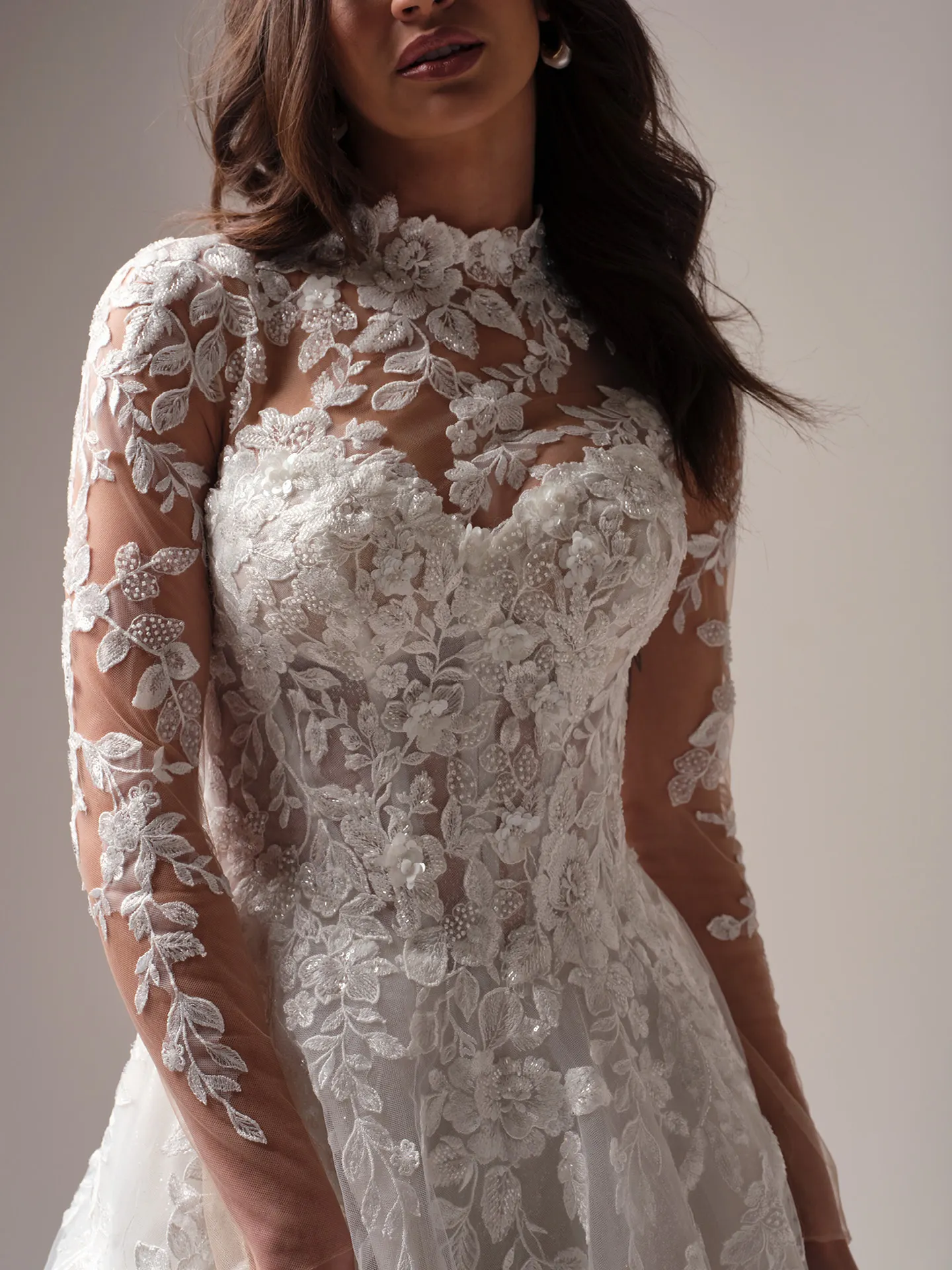Sottero and Midgley Darren jacket sheer lace jacket overlay front view
