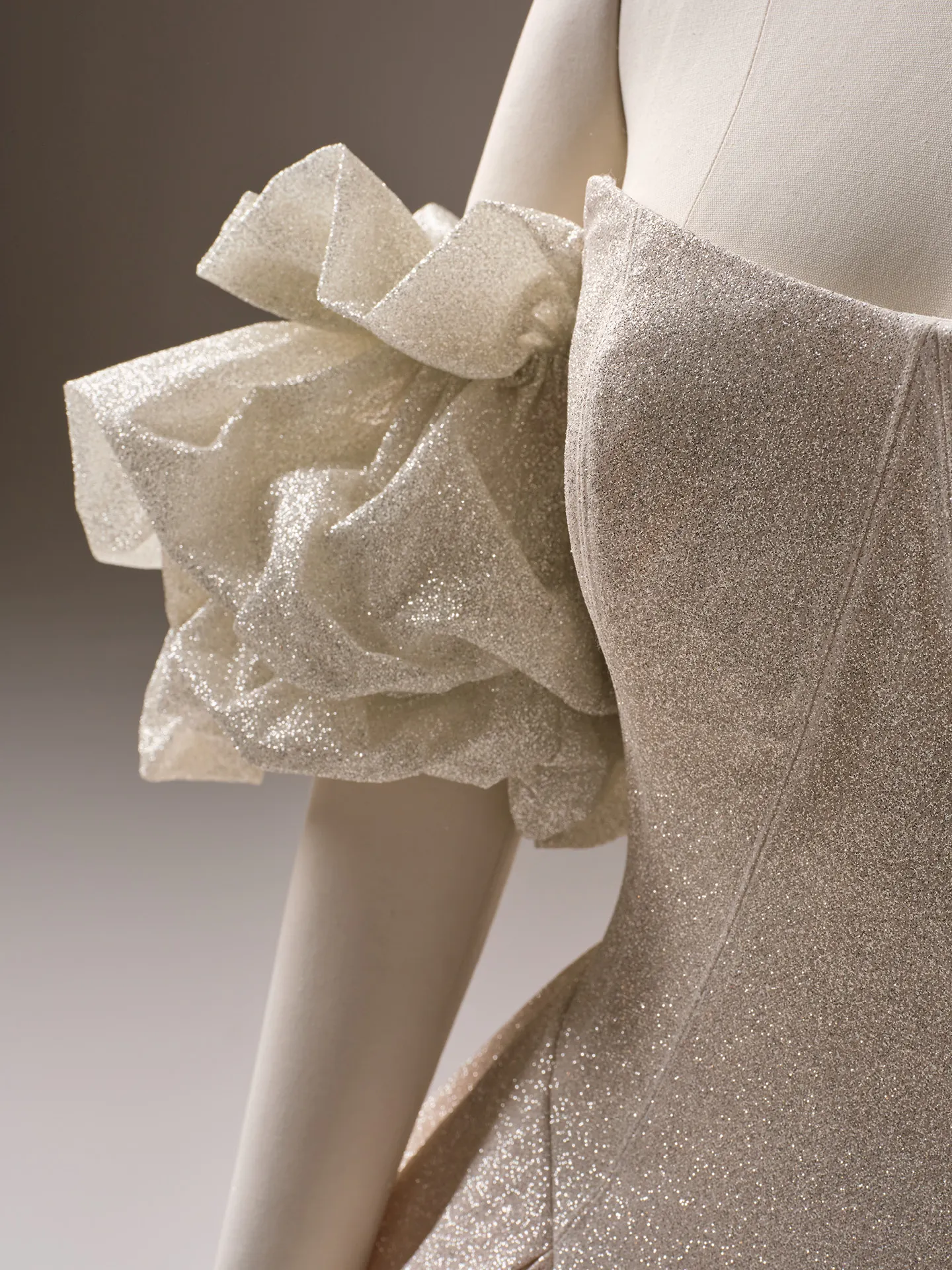 Maggie Sottero Fortune Royale arm bands soft off shoulder tulle sleeve front view