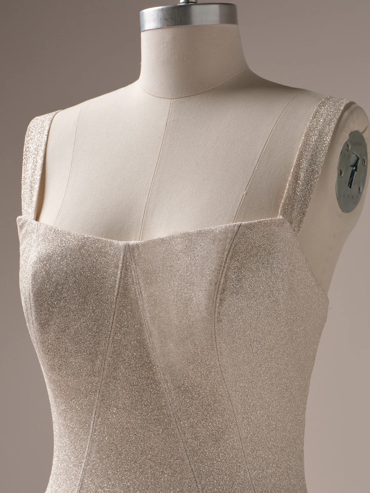 Maggie Sottero Fortune Royale shoulder strap sheer tulle strap detail front view