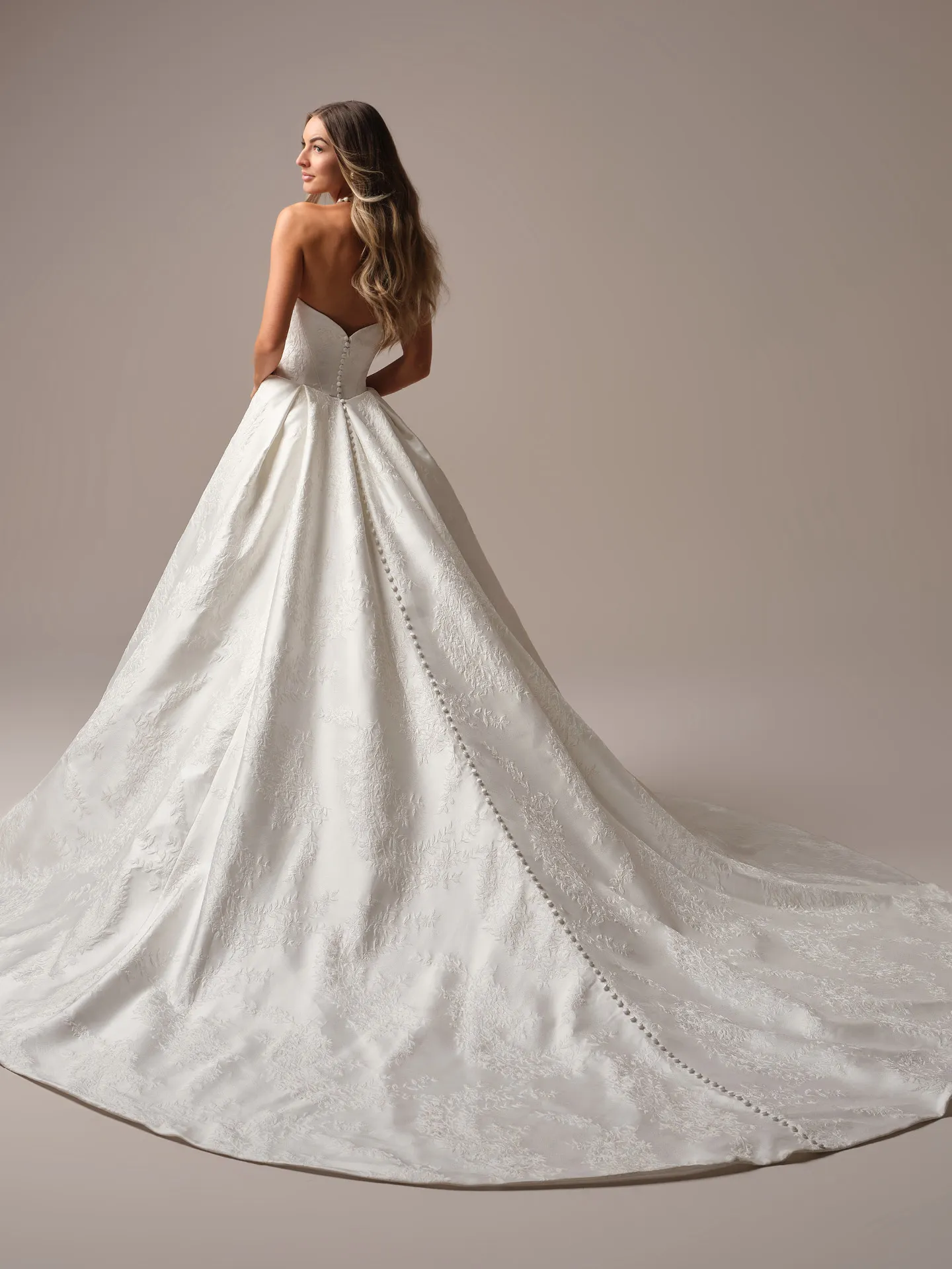 Sottero and Midgley Giselle Marie train detachable lace train extended behind